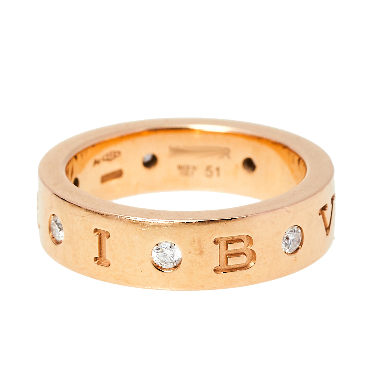 

Bvlgari Bvlgari 18K Rose Gold Diamond Band Ring Size EU 51