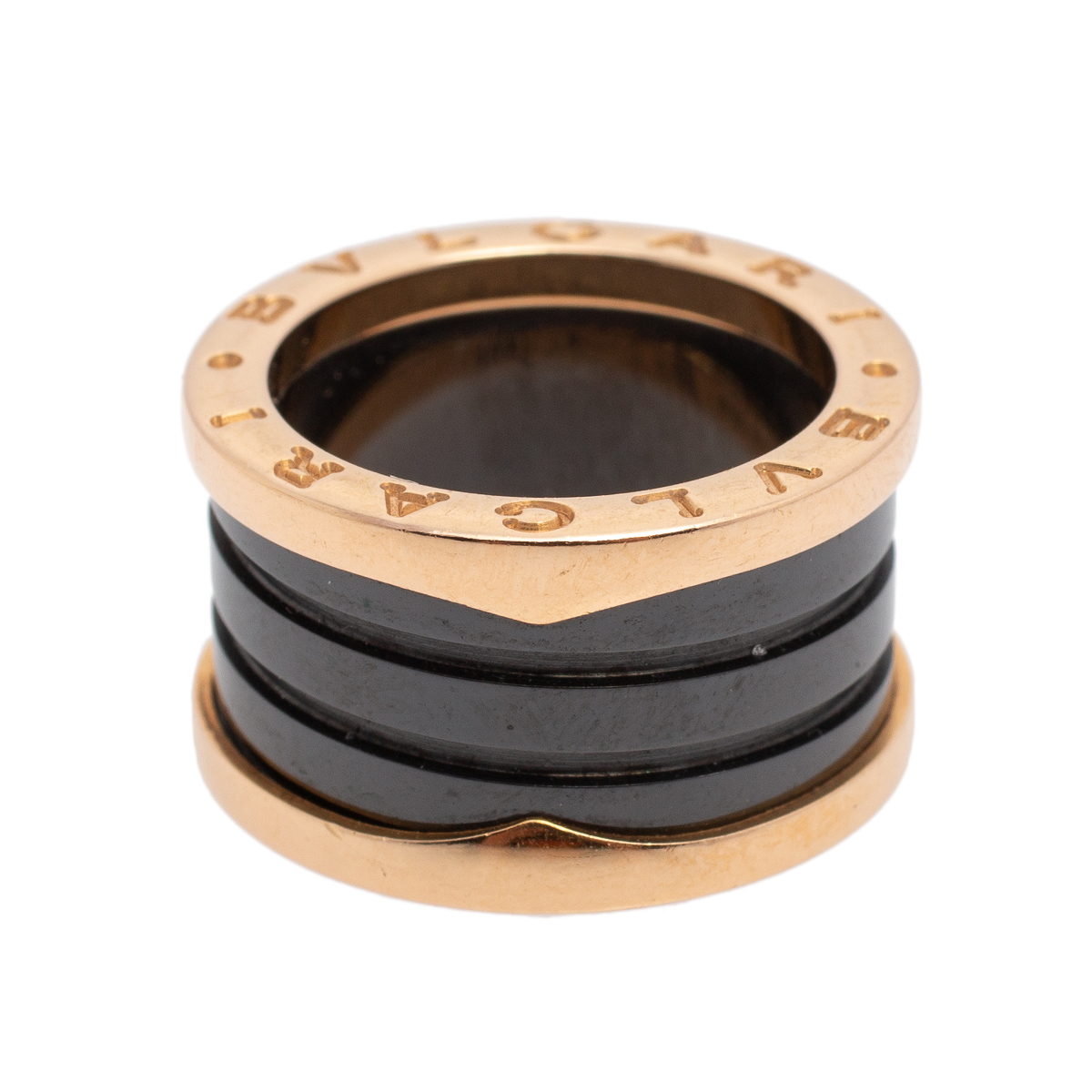 

Bvlgari B.Zero1 Black Ceramic 18K Rose Gold 4 Band Ring Size