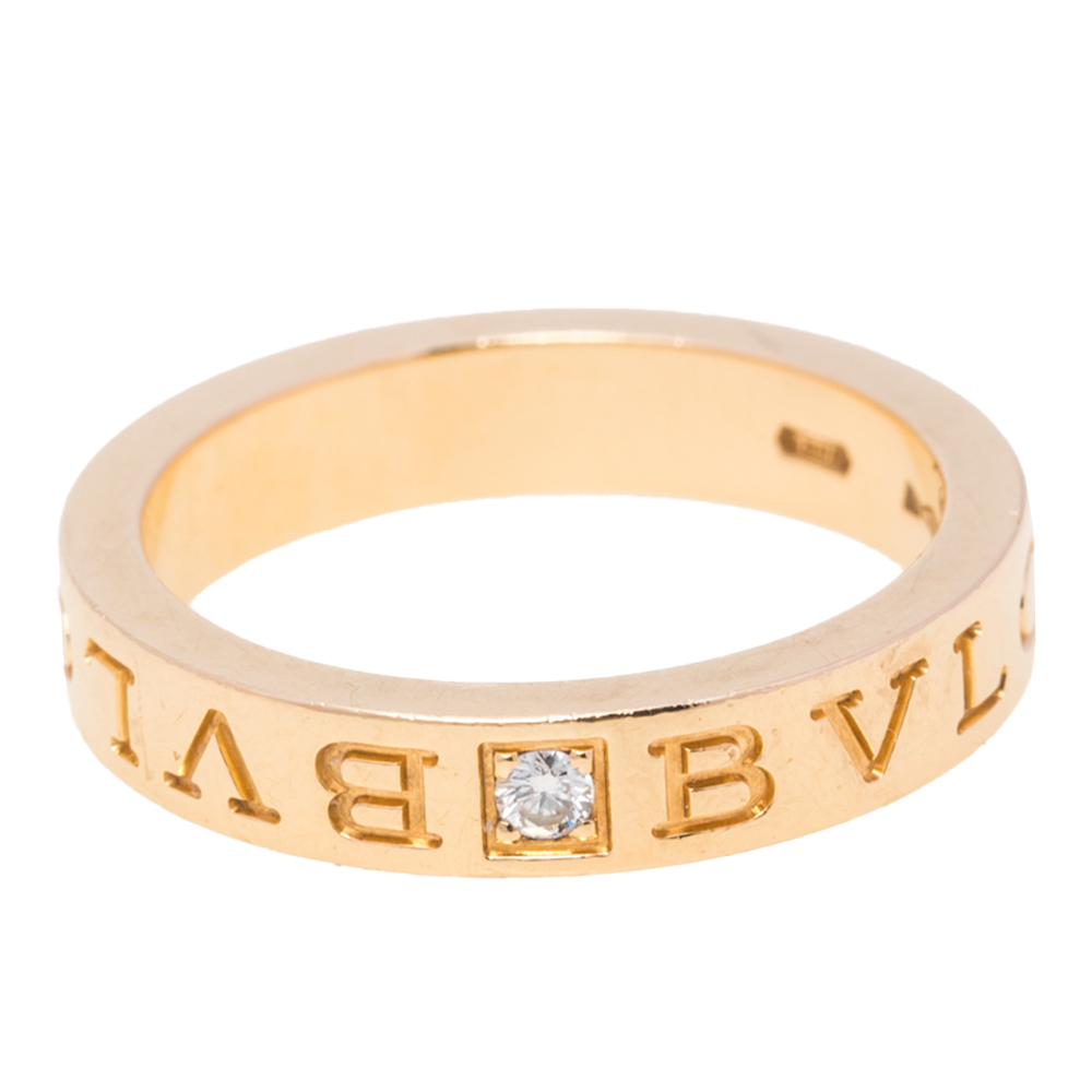 

Bvlgari Bvlgari 18K Yellow Gold Diamond Narrow Band Ring Size EU 56
