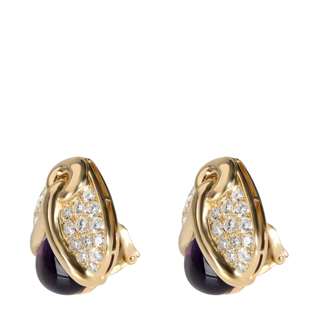 

Bvlgari Amethyst Diamond 18K Yellow Gold Earrings