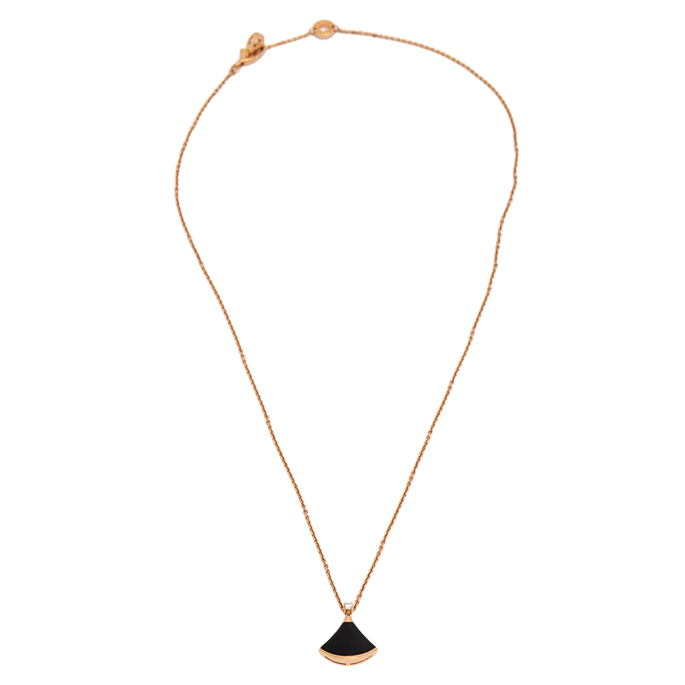 

Bvlgari Divas' Dream Diamond Onyx 18K Rose Gold Pendant Necklace