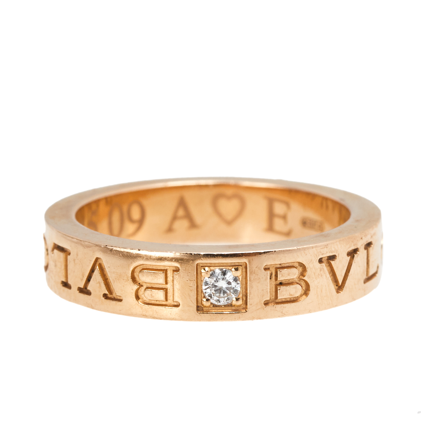 

Bvlgari Bvlgari Diamond 18k Rose Gold Band Ring Size
