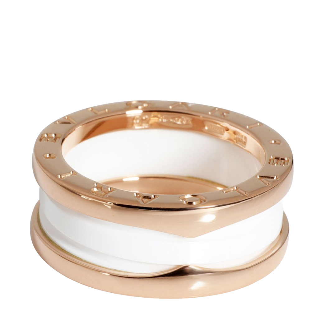 

Bvlgari B.Zero1 Ceramic 18K Rose Gold Ring Size EU