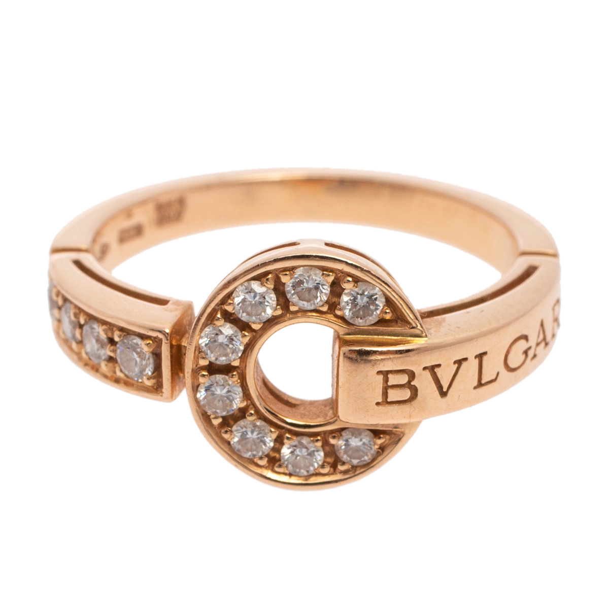 

Bvlgari Bvlgari Pave Diamond 18K Rose Gold Ring Size