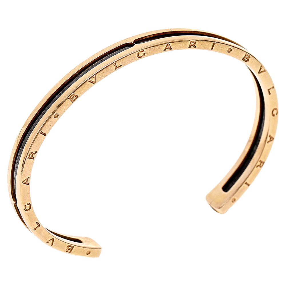 

Bvlgari B.Zero1 Black Ceramic 18K Rose Gold Open Cuff Bracelet SM