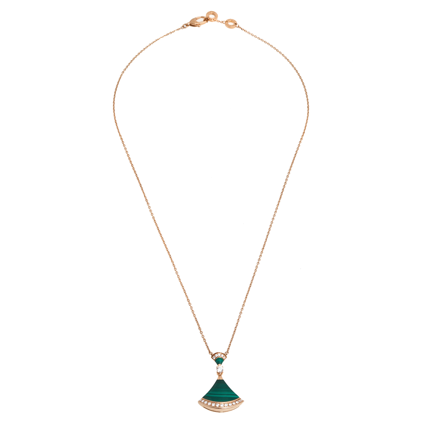 

Bvlgari Divas' Dream Malachite Diamond 18K Rose Gold Pendant Necklace