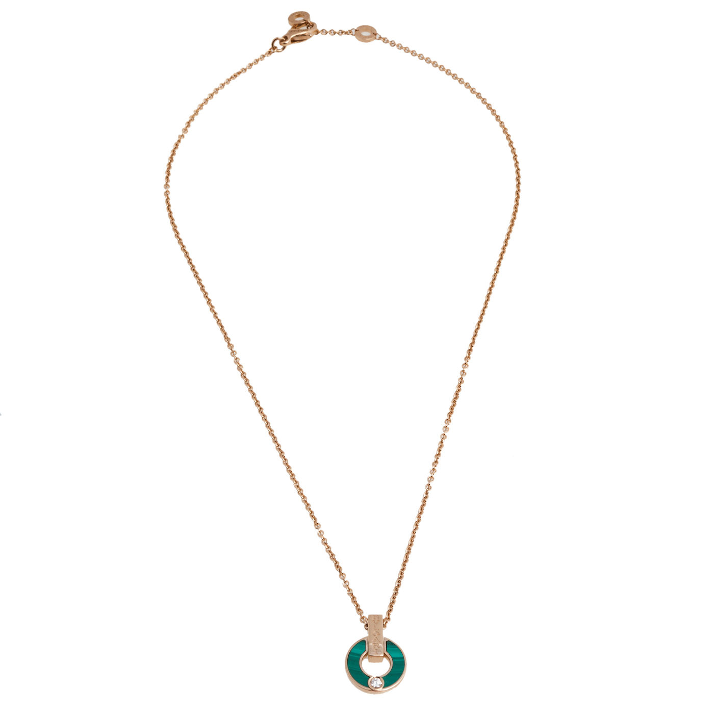 

Bvlgari Bvlgari Malachite Diamond 18k Rose Gold Pendant Necklace