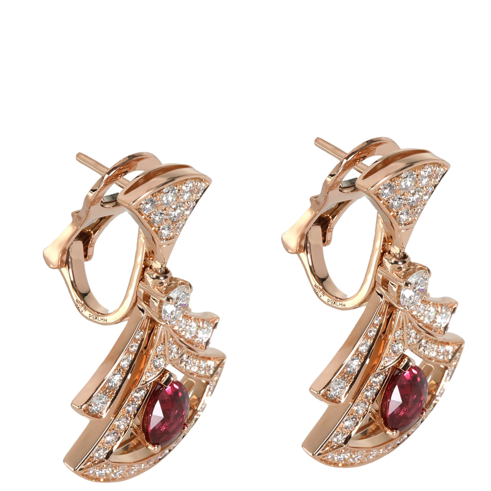 

Bvlgari Divas' Dream 18K Rose Gold Diamond Ruby Earrings