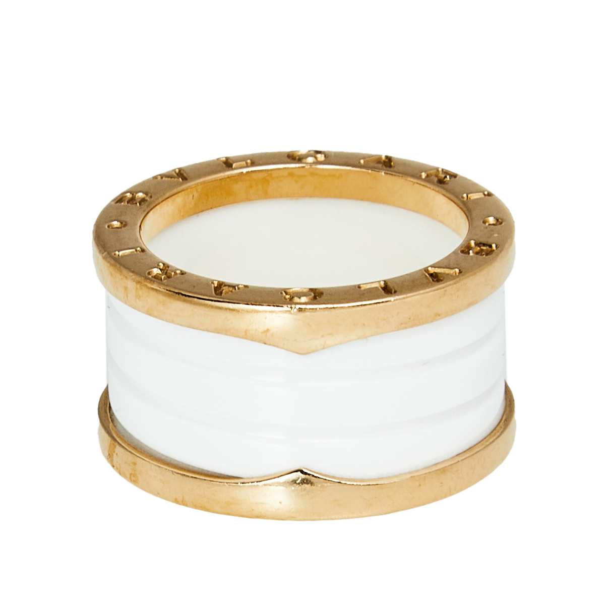 

Bvlgari B.Zero1 Ceramic 18K Rose Gold Band Ring Size