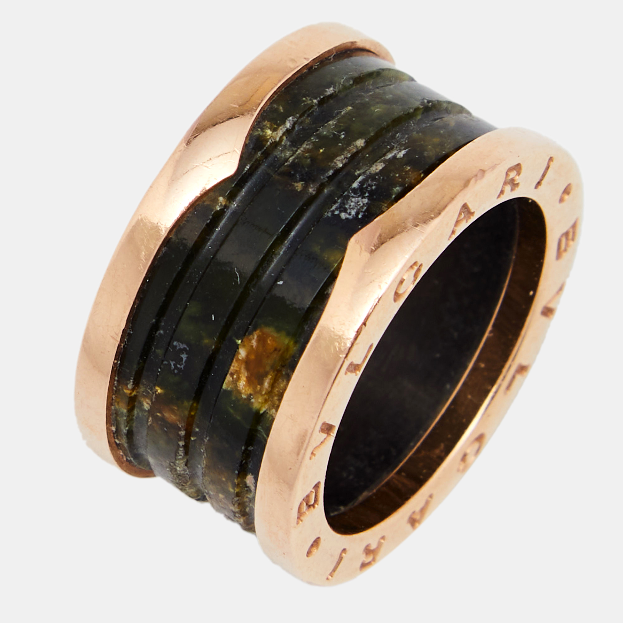 

Bvlgari B.Zero1 Green Marble 18K Rose Gold Ring Size