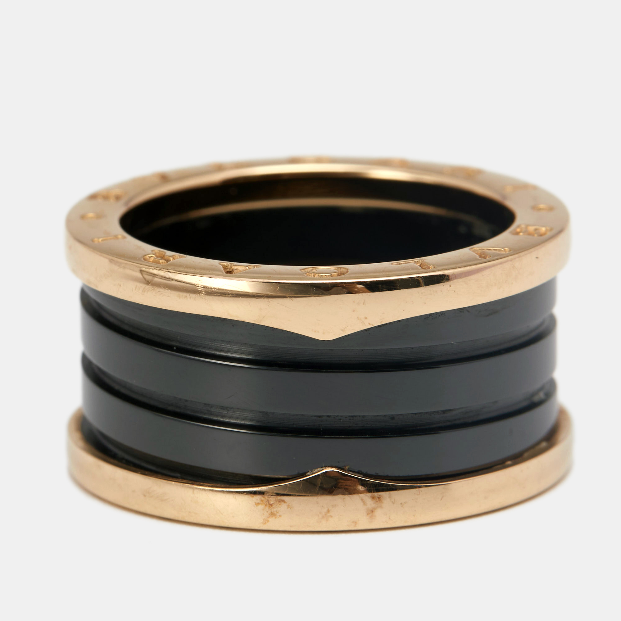 

Bvlgari B.Zero1 Black Ceramic 18k Rose Gold Band Ring Size