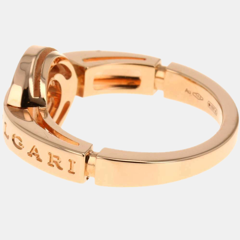 

Bvlgari Bvlgari 18K Rose Gold Diamond Mother of Pearl Ring EU 51