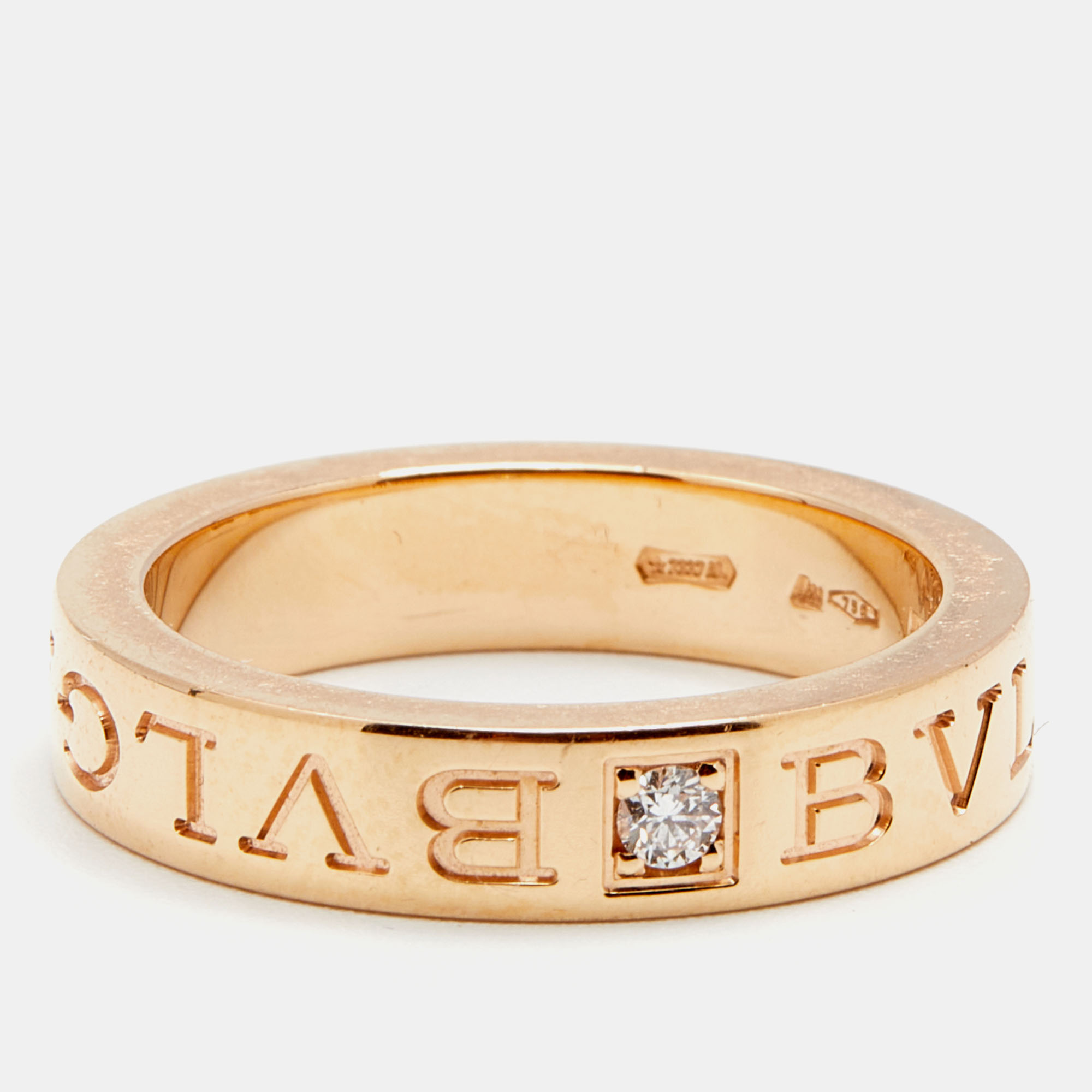 

Bvlgari Bvlgari Diamond 18k Rose Gold Band Ring Size