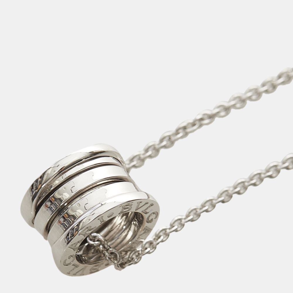 

Bvlgari Silver B.Zero1 Pendant Necklace in White Gold