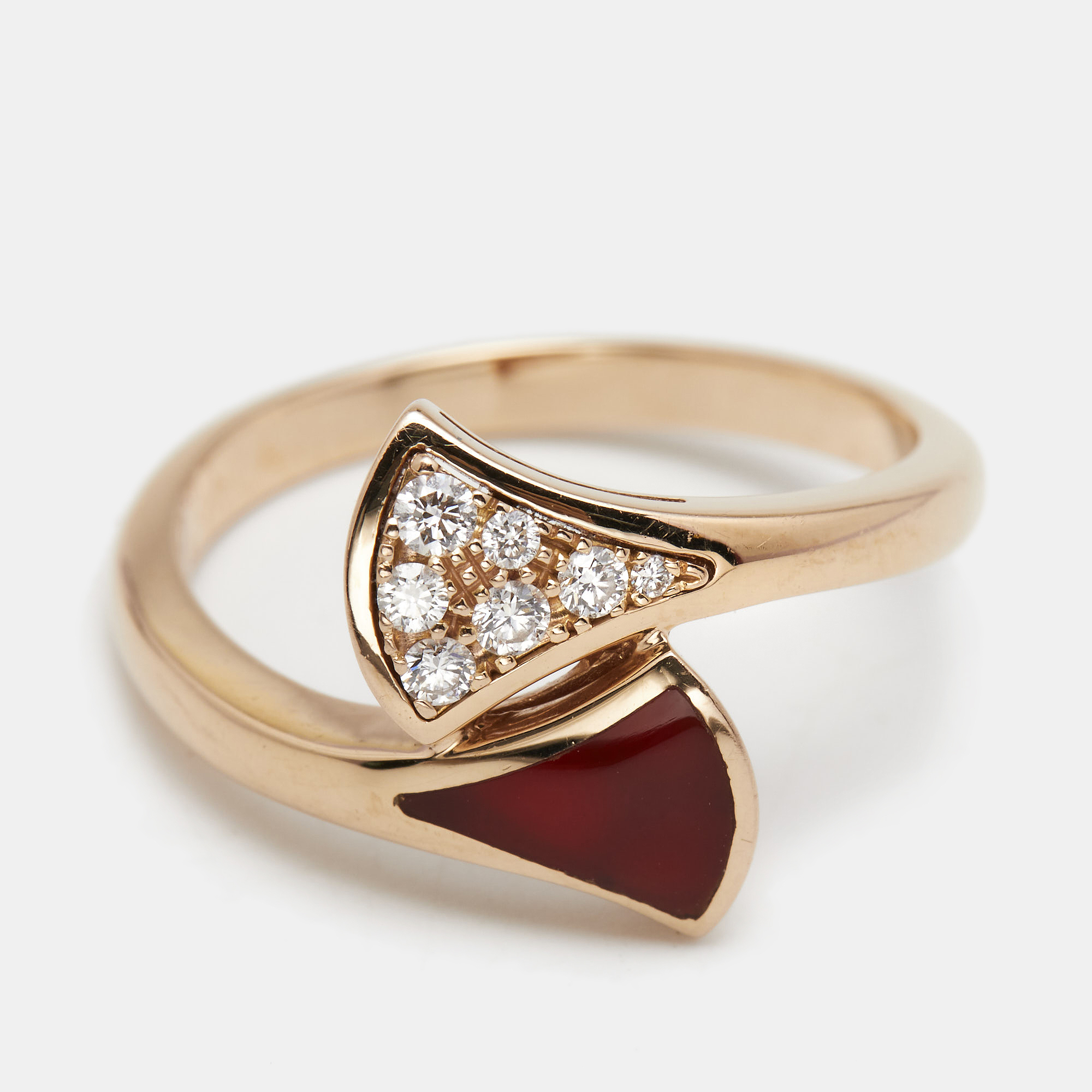 

Bvlgari Divas' Dream Carnelian Diamond 18k Rose Gold Ring Size