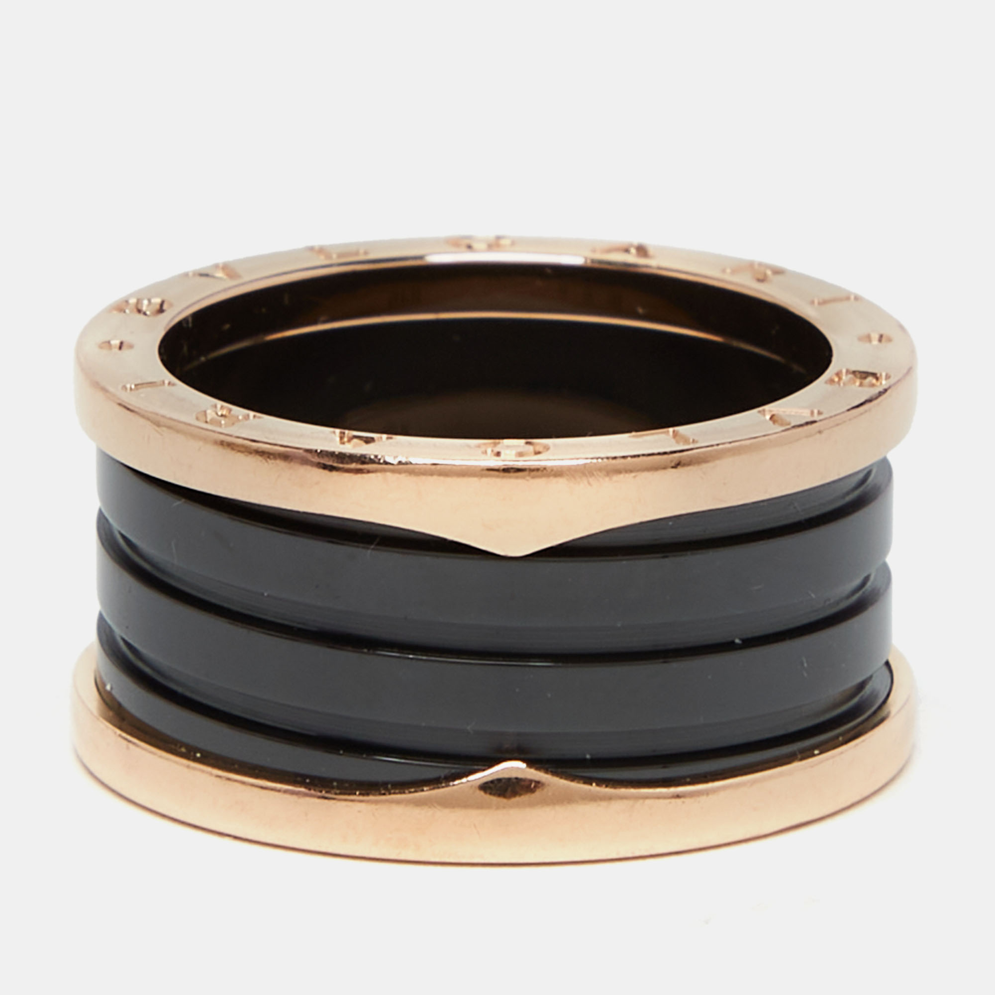 

Bvlgari B.Zero1 Black Ceramic 18K Rose Gold 4-Band Ring Size