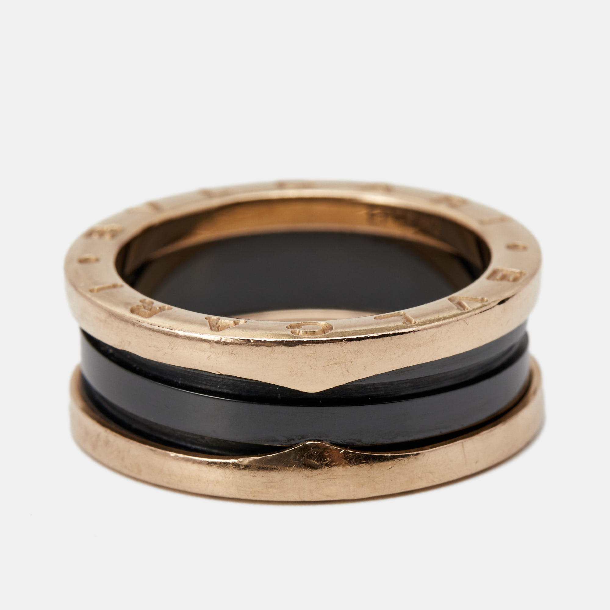 

Bvlgari B.Zero1 Black Ceramic 18K Rose Gold Two-Band Ring Size