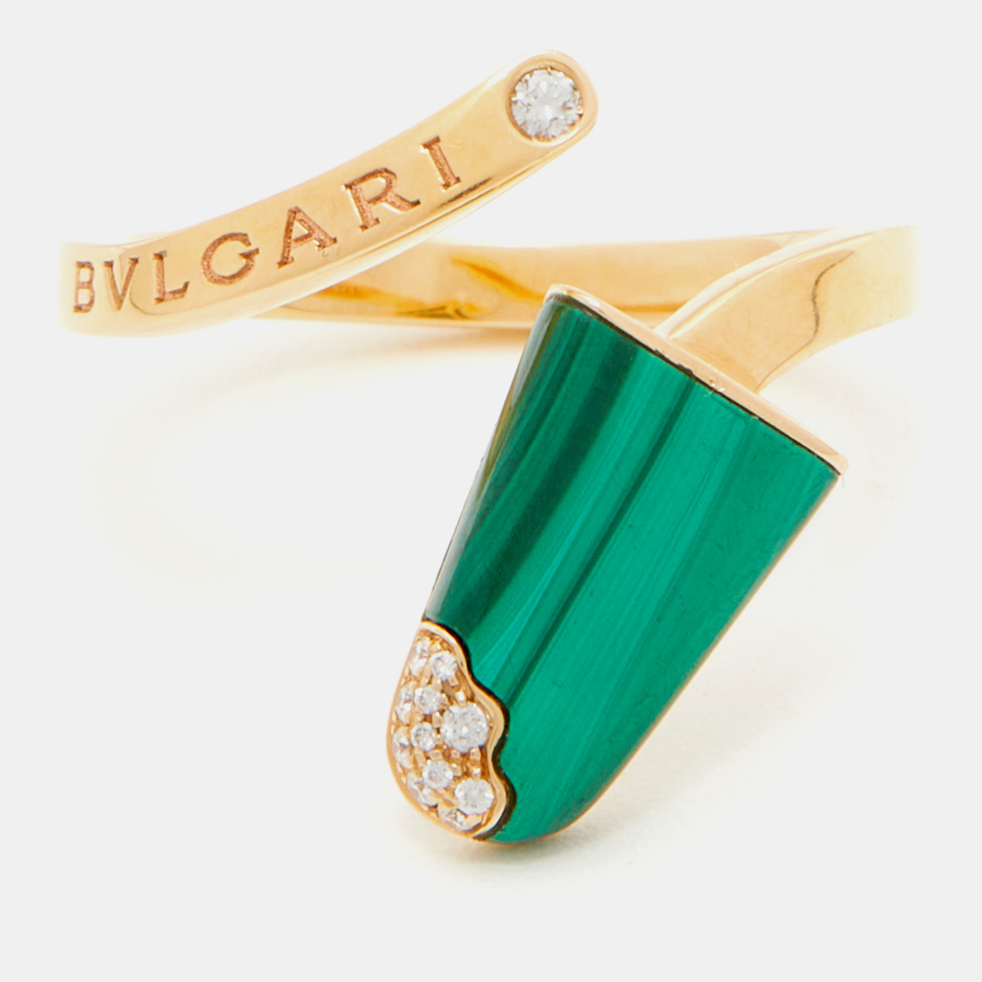 

Bvlgari Bvlgari Gelati Malachite Diamonds 18k Rose Gold Ring Size