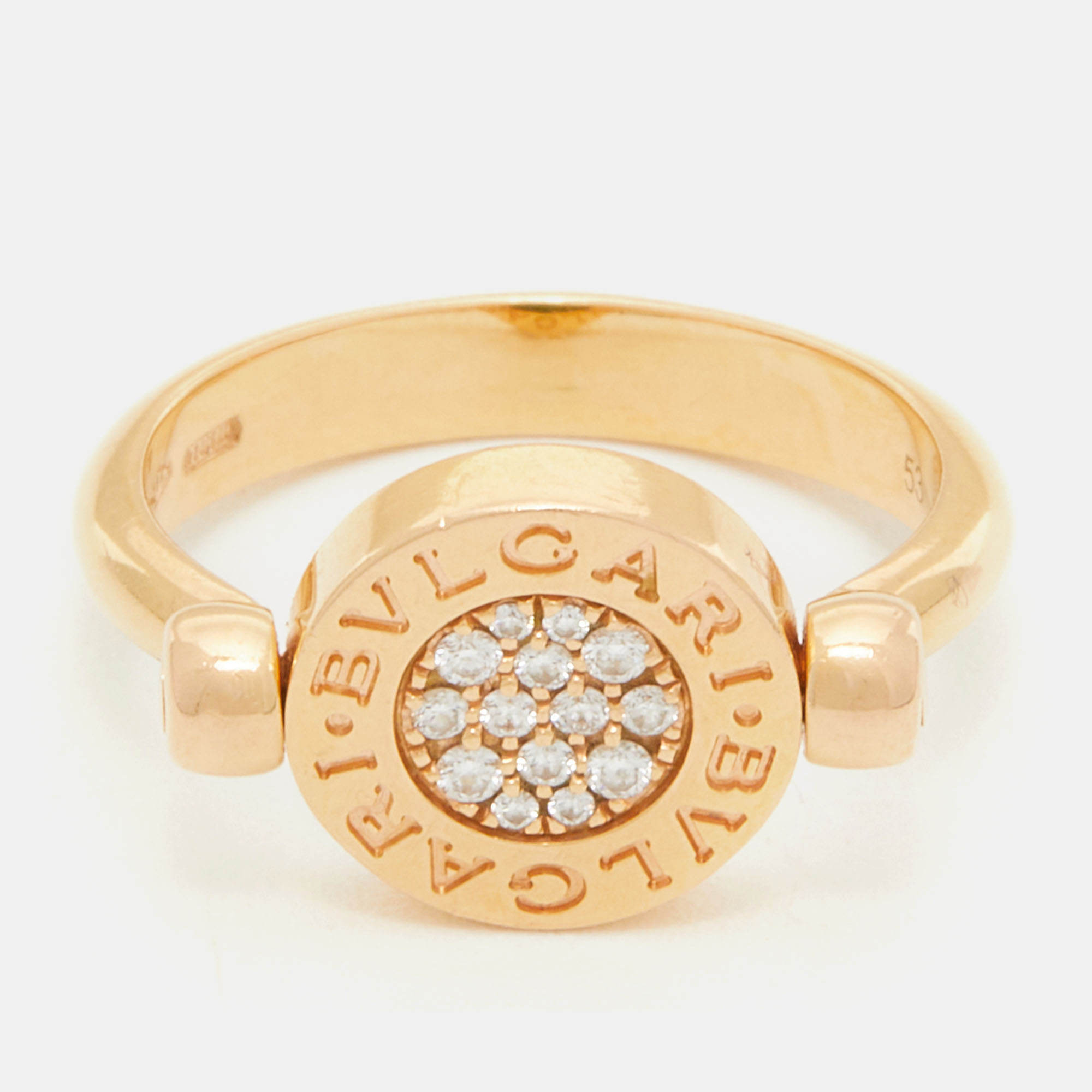 

Bvlgari Bvlgari Jade Diamonds 18k Rose Gold Flip Ring Size