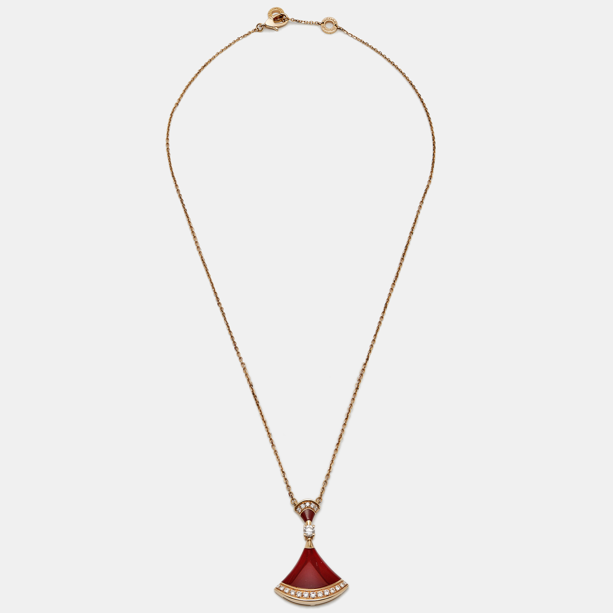 

Bvlgari Divas' Dream Carnelian Diamond 18k Rose Gold Pendant Necklace
