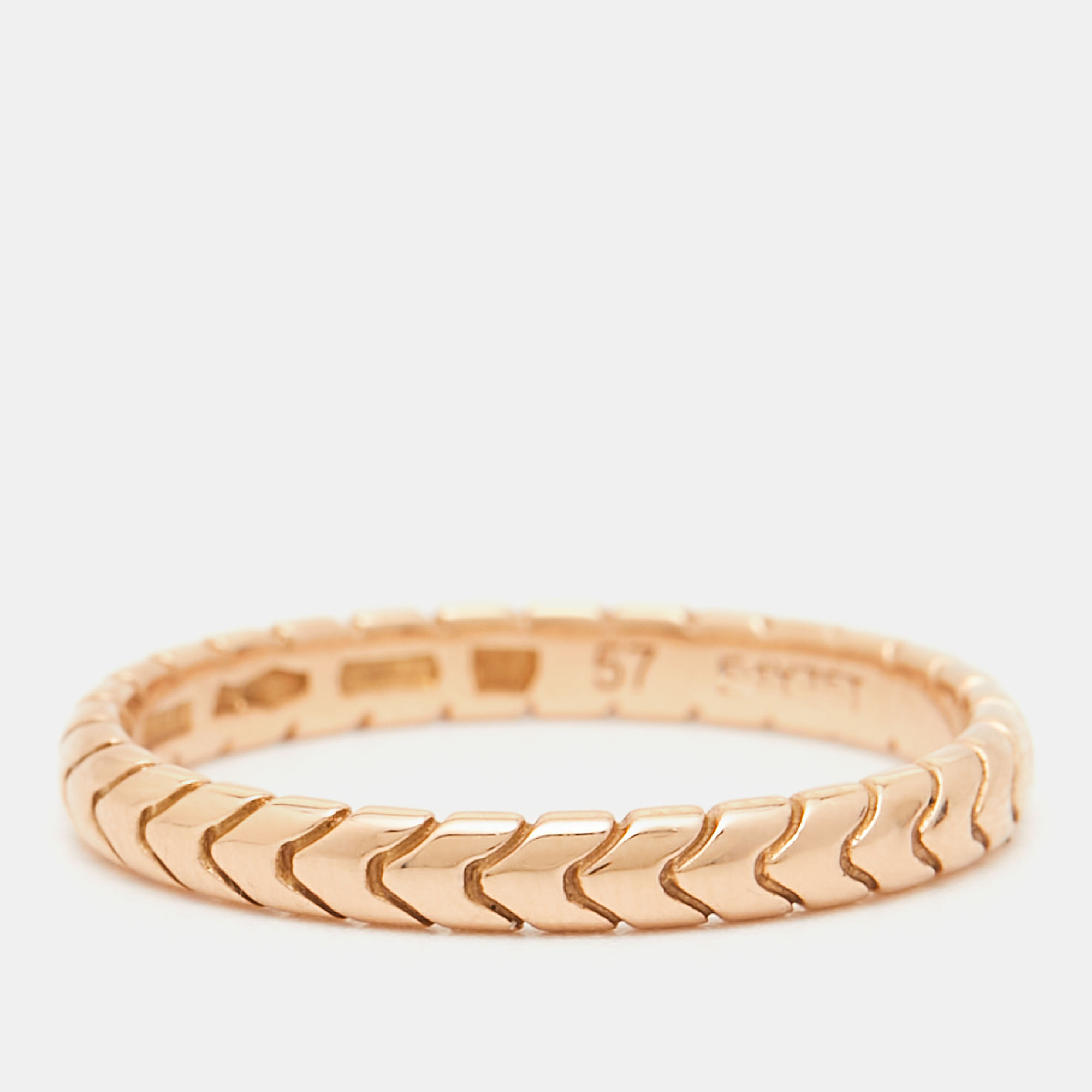 

Bvlgari Serpenti Spiga 18K Rose Gold Band Ring Size