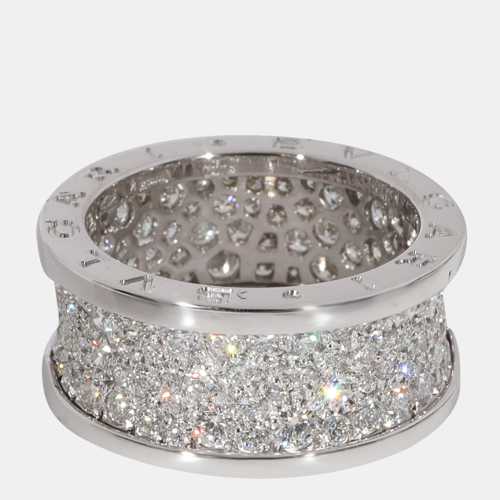 Pre-owned Bvlgari B.zero1 Diamond Ring In 18k White Gold 2.4 Ctw Ring Size Eu 55 - Us 7.25