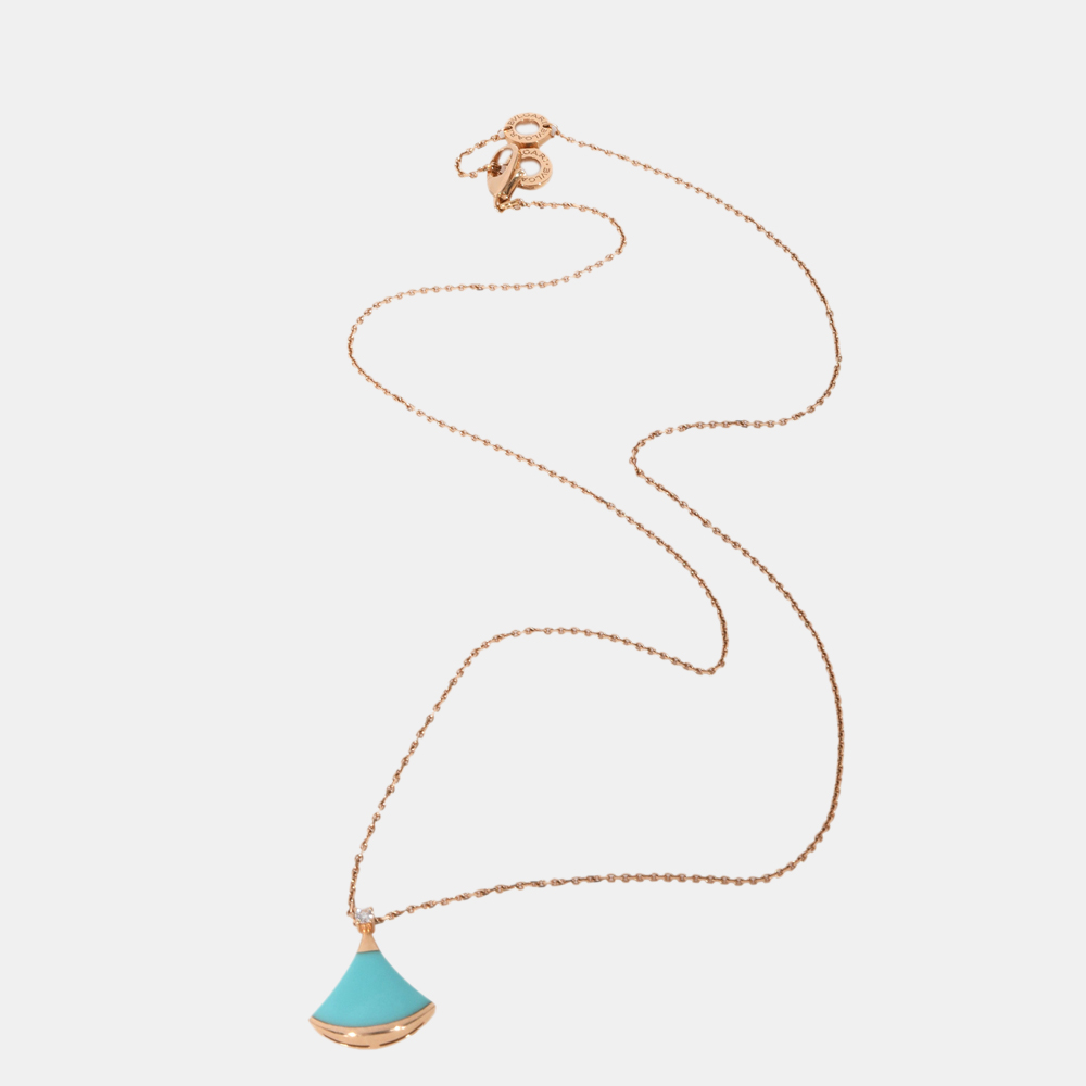 

BVLGARI Diva's Dream Turquoise Diamond Necklace in 18k Rose Gold 0.03 CTW