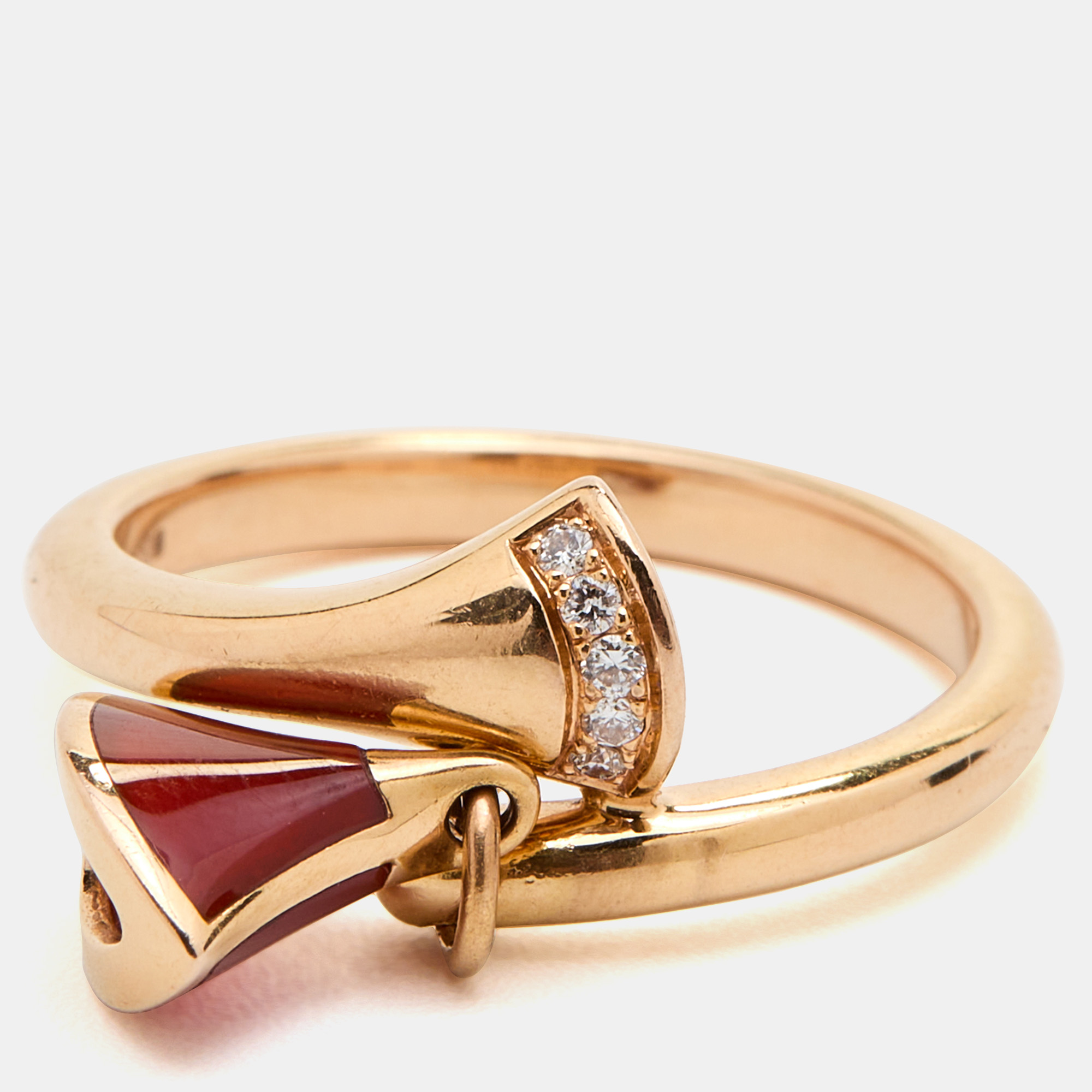 

Bvlgari Divas' Dream Carnelian Diamond 18k Rose Gold Charm Ring Size