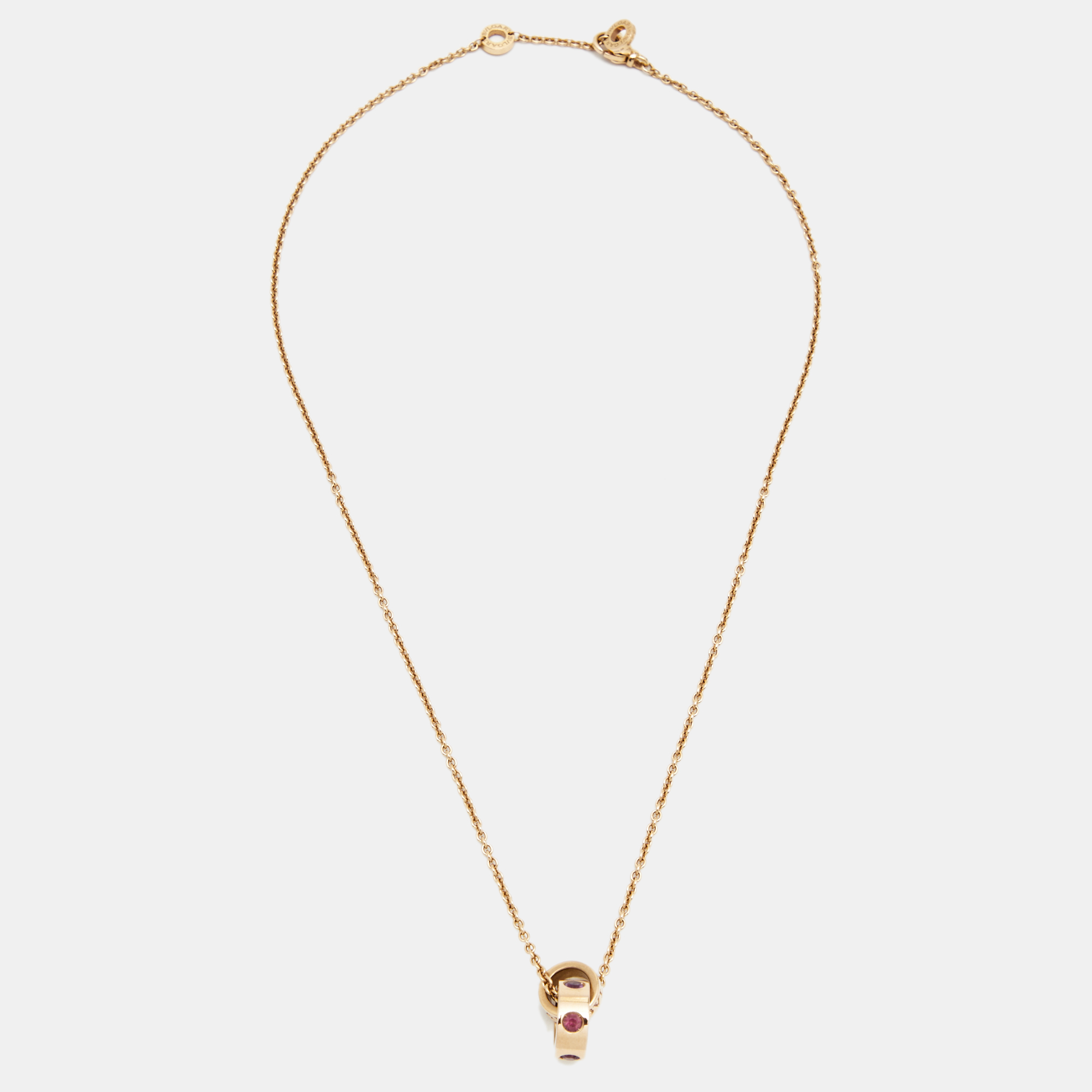 

Bvlgari Roman Sorbets Amethyst Pink Tourmaline 18K Rose Gold Pendant Necklace