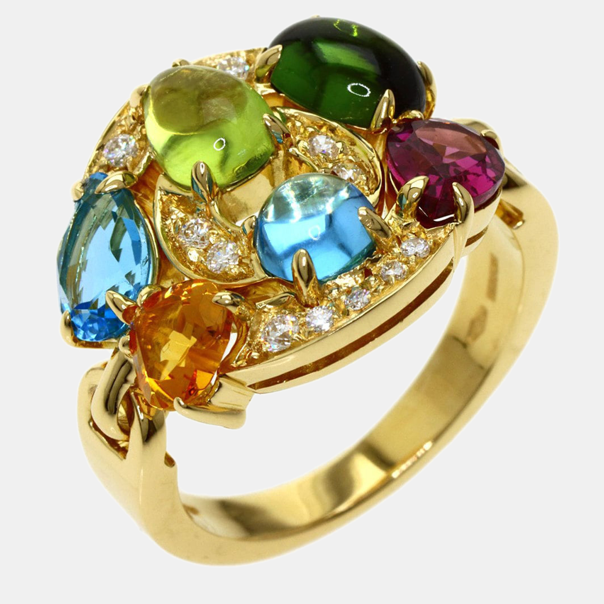 Pre-owned Bvlgari Astrale Multicolor Stone Ring K18 Yellow Gold