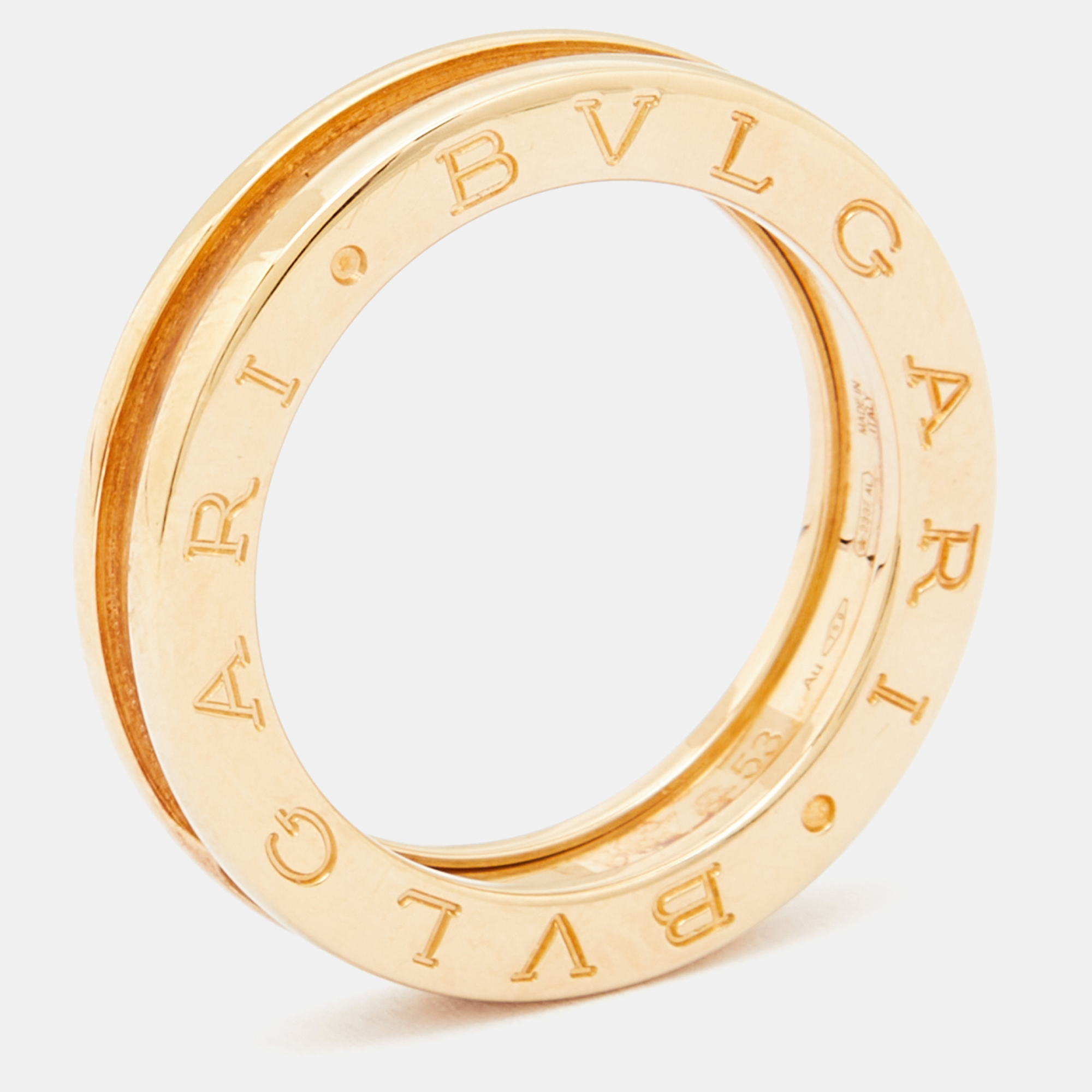 Pre-owned Bvlgari B.zero1 18k Yellow Gold 1 Band Ring Size 53