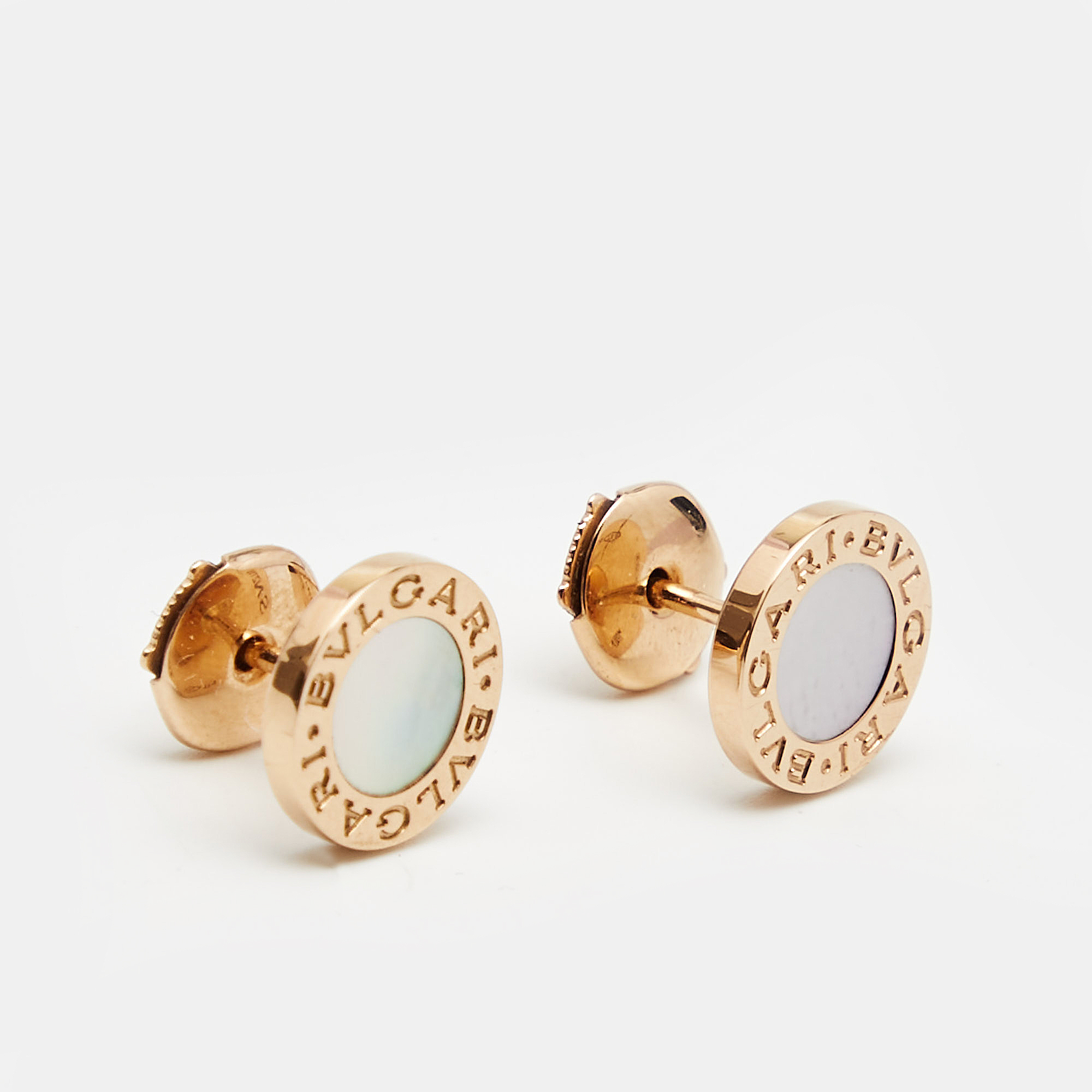 

Bvlgari Bvlgari Bvlgari Mother of Pearl 18k Rose Gold Stud Earrings