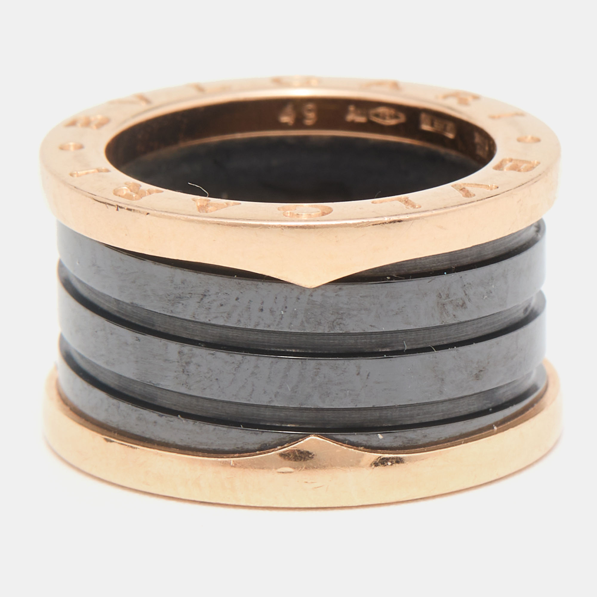 

Bvlgari B.Zero1 Black Ceramic 18k Rose Gold Ring Size