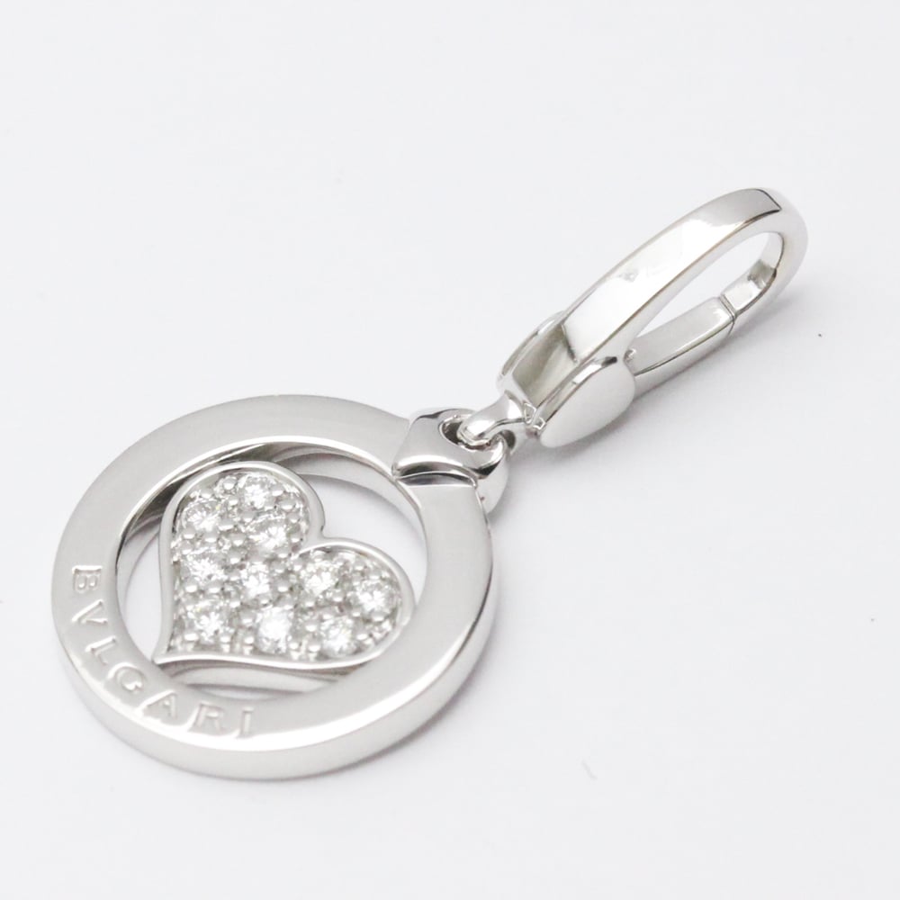 Pre-owned Bvlgari Tondo Heart 18k White Gold Diamond Charms And Pendants