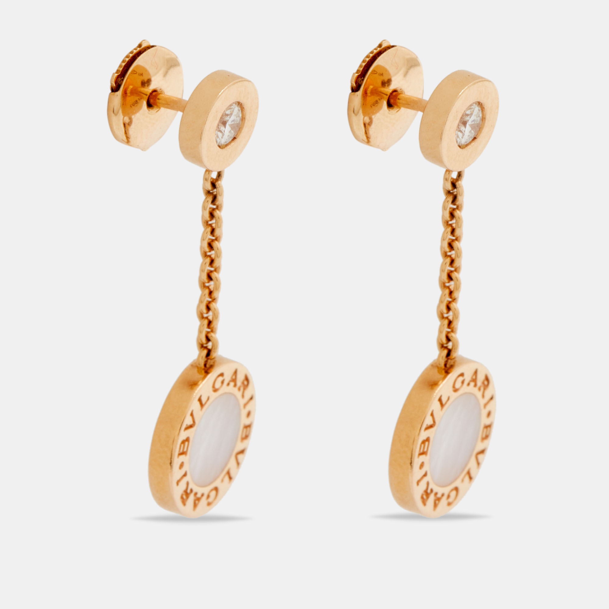 

Bvlgari Bvlgari Diamond Mother of Pearl 18k Rose Gold Dangle Earrings