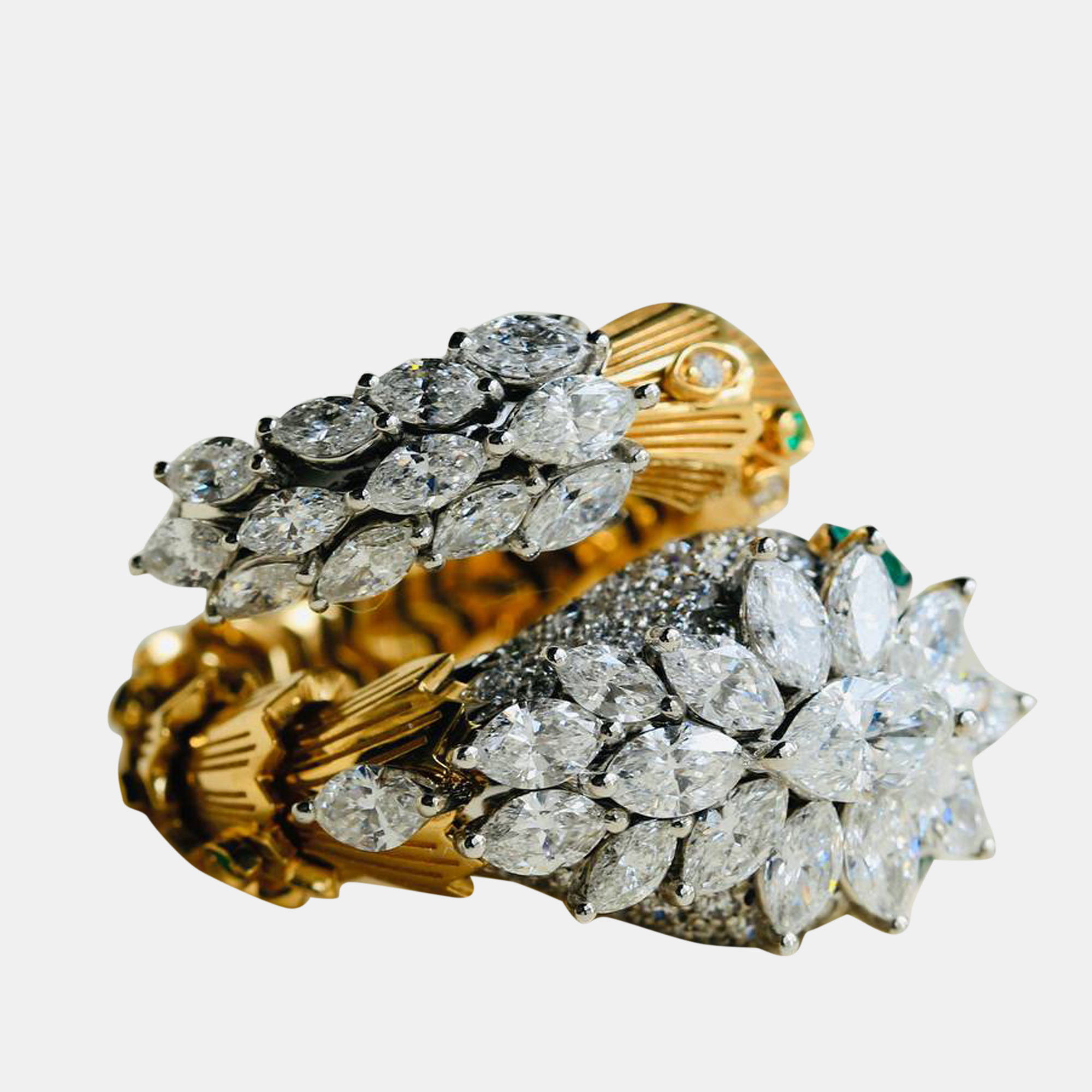 

Bvlgari Serpenti Platinum 18K Yellow Gold Diamond Emerald Ring Size US 5.25 up to 6.5