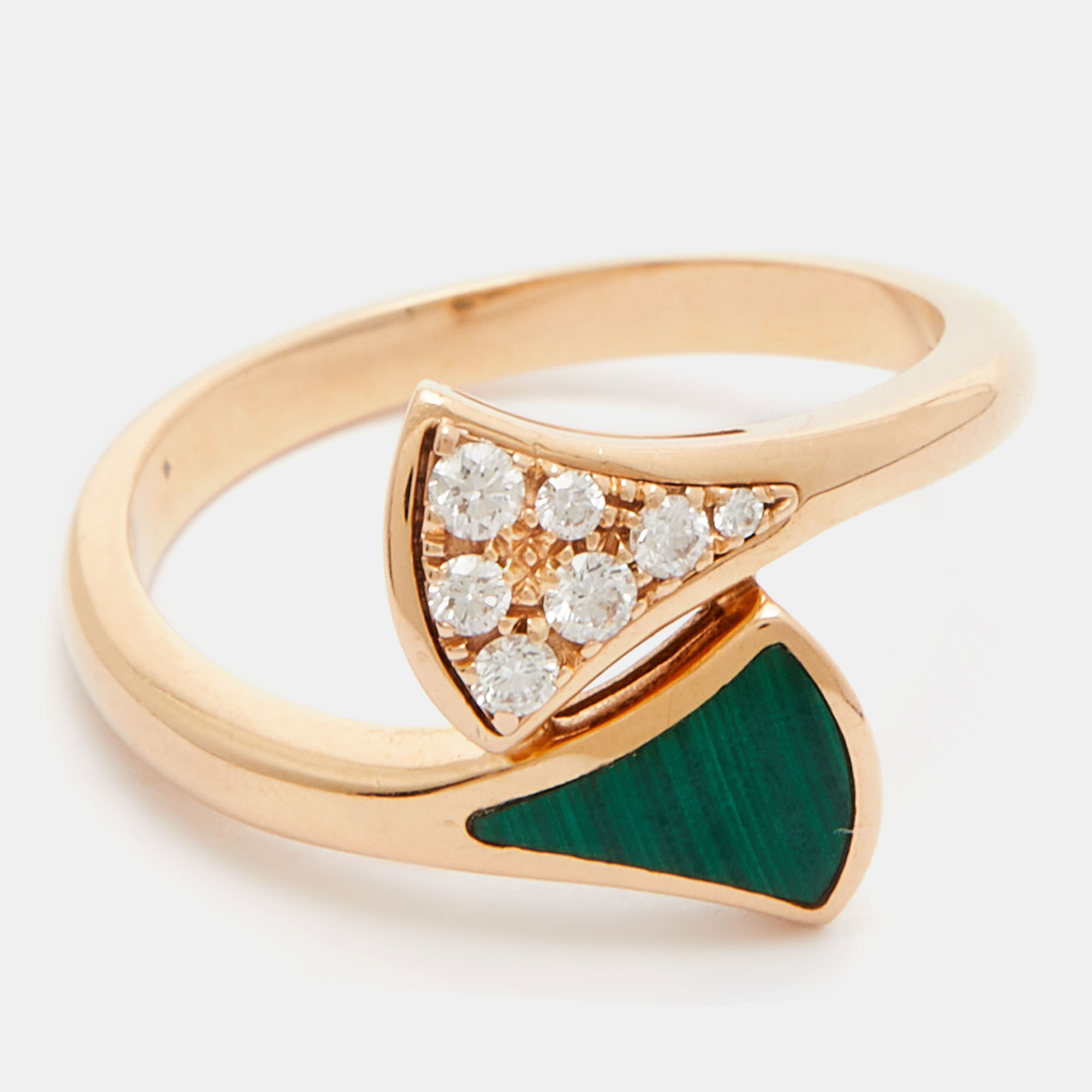 

Bvlgari Divas' Dream Malachite Diamonds 18k Rose Gold Ring Size