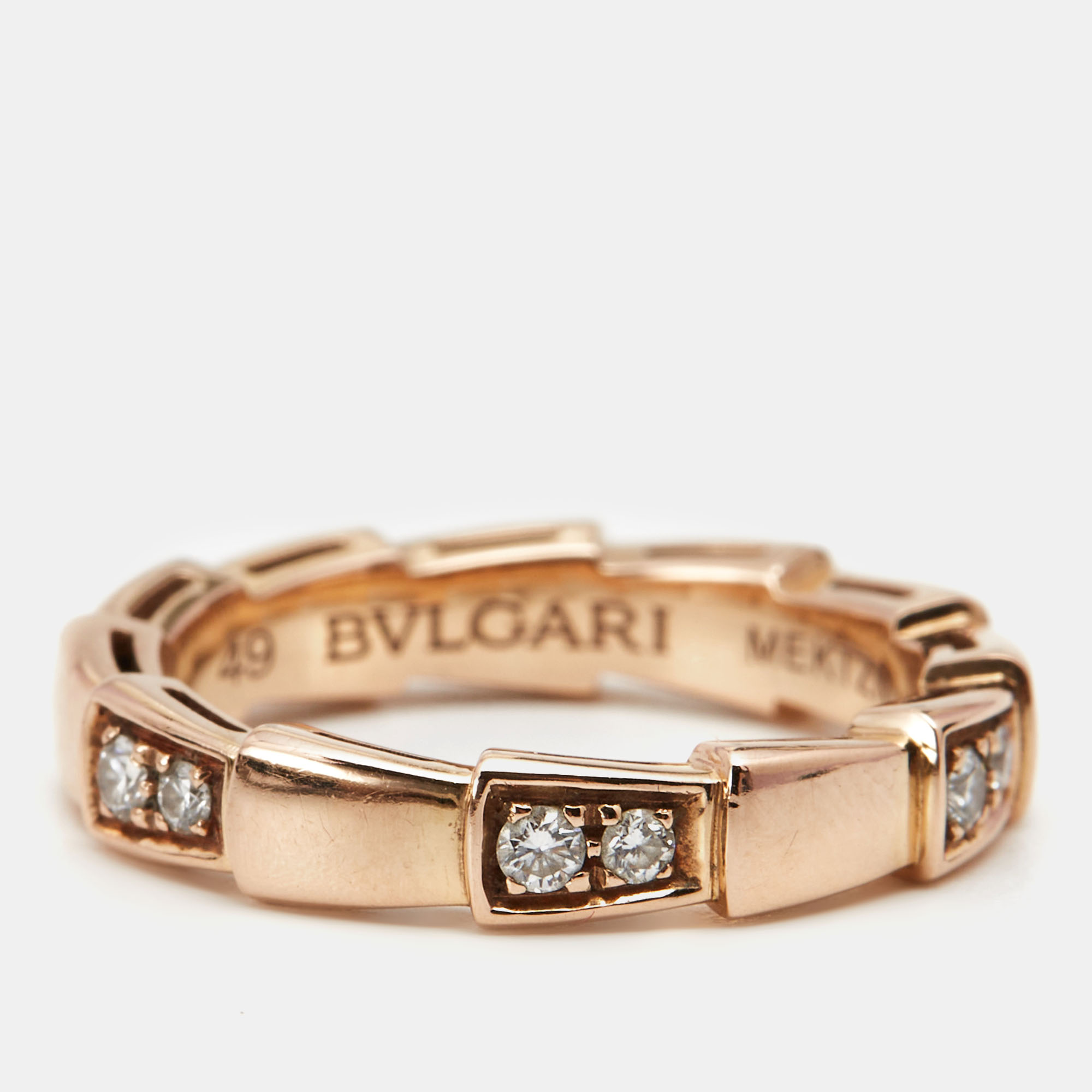 

Bvlgari Serpenti Viper Diamonds 18k Rose Gold Ring Size