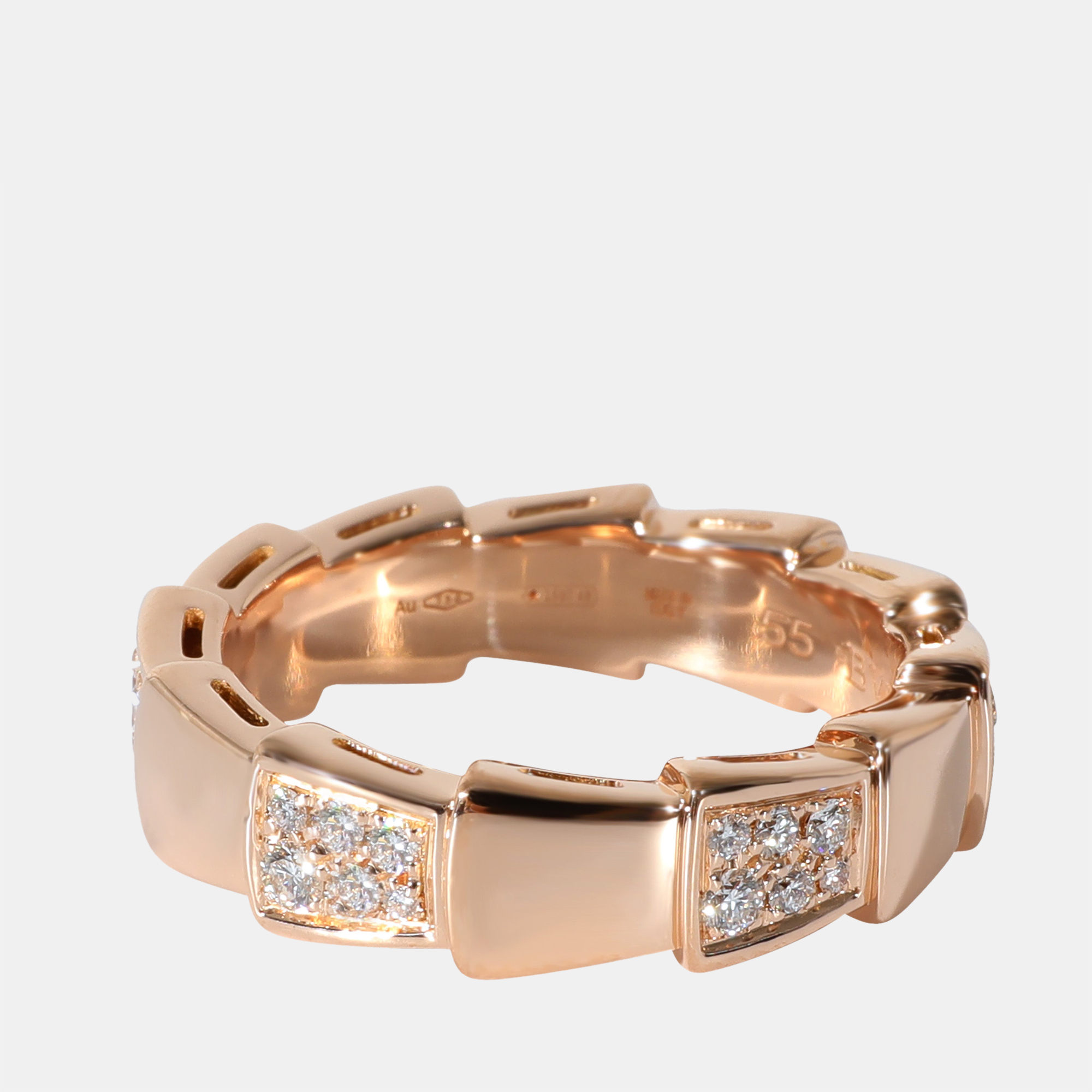 

Bvlgari Serpenti Diamond Ring in 18k Rose Gold 0.41 CTW Ring EU 55