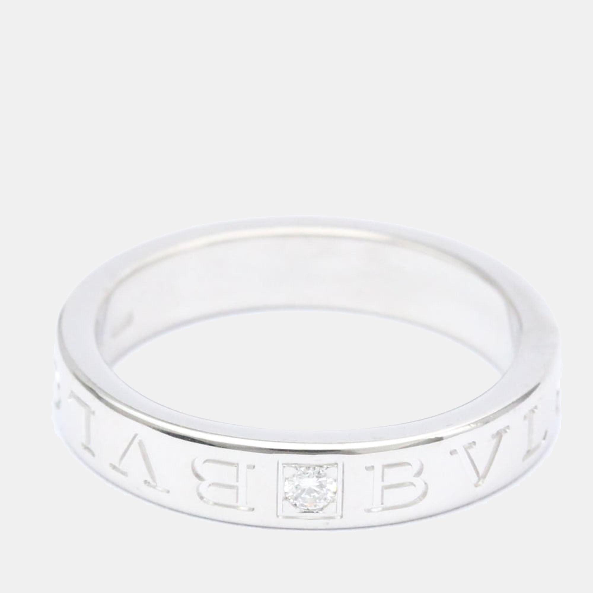 Pre Owned Bvlgari Bvlgari Bvlgari 18K White Gold Diamond Ring EU 56