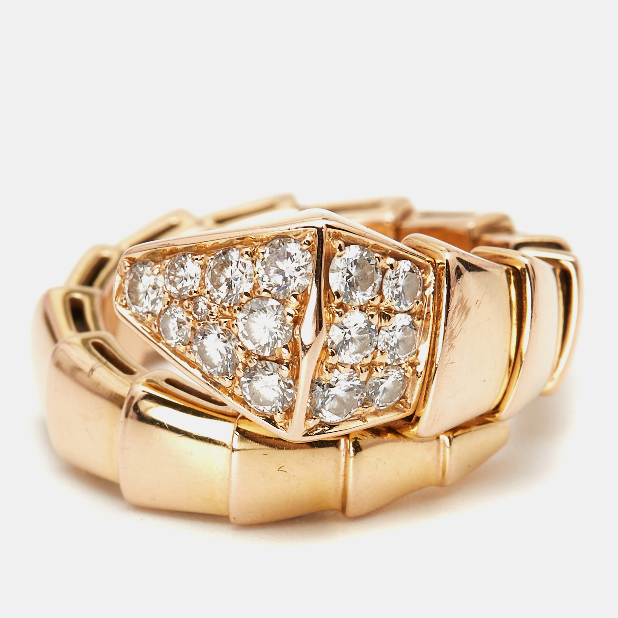 

Bvlgari Serpenti Viper Diamond 18K Rose Gold One-Coil Ring Size