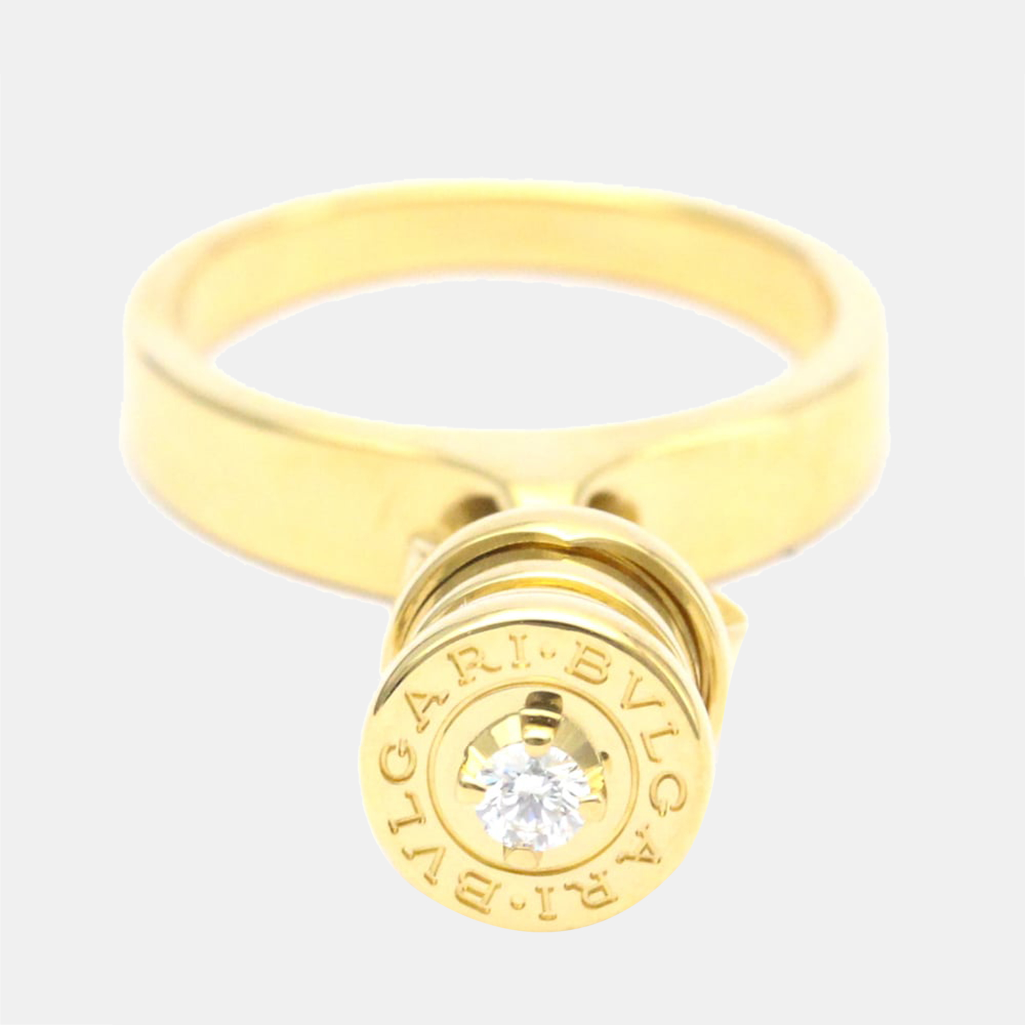 Pre-owned Bvlgari B.zero1 Element Yellow Gold Diamond Ring Eu 50.5