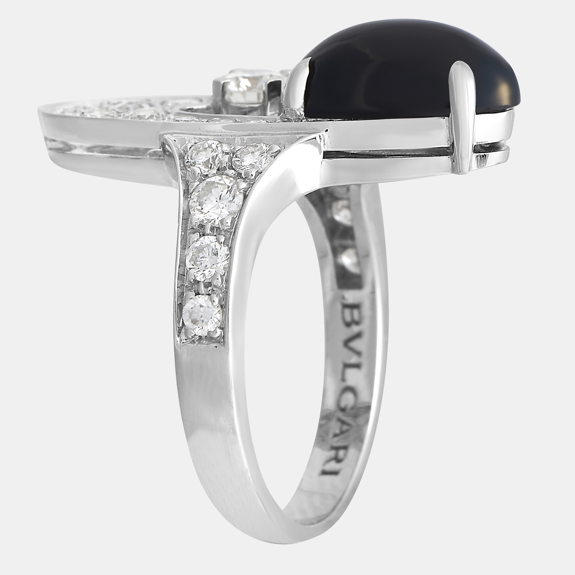 

Bvlgari Elisa 18K White Gold Diamond Onyx Ring