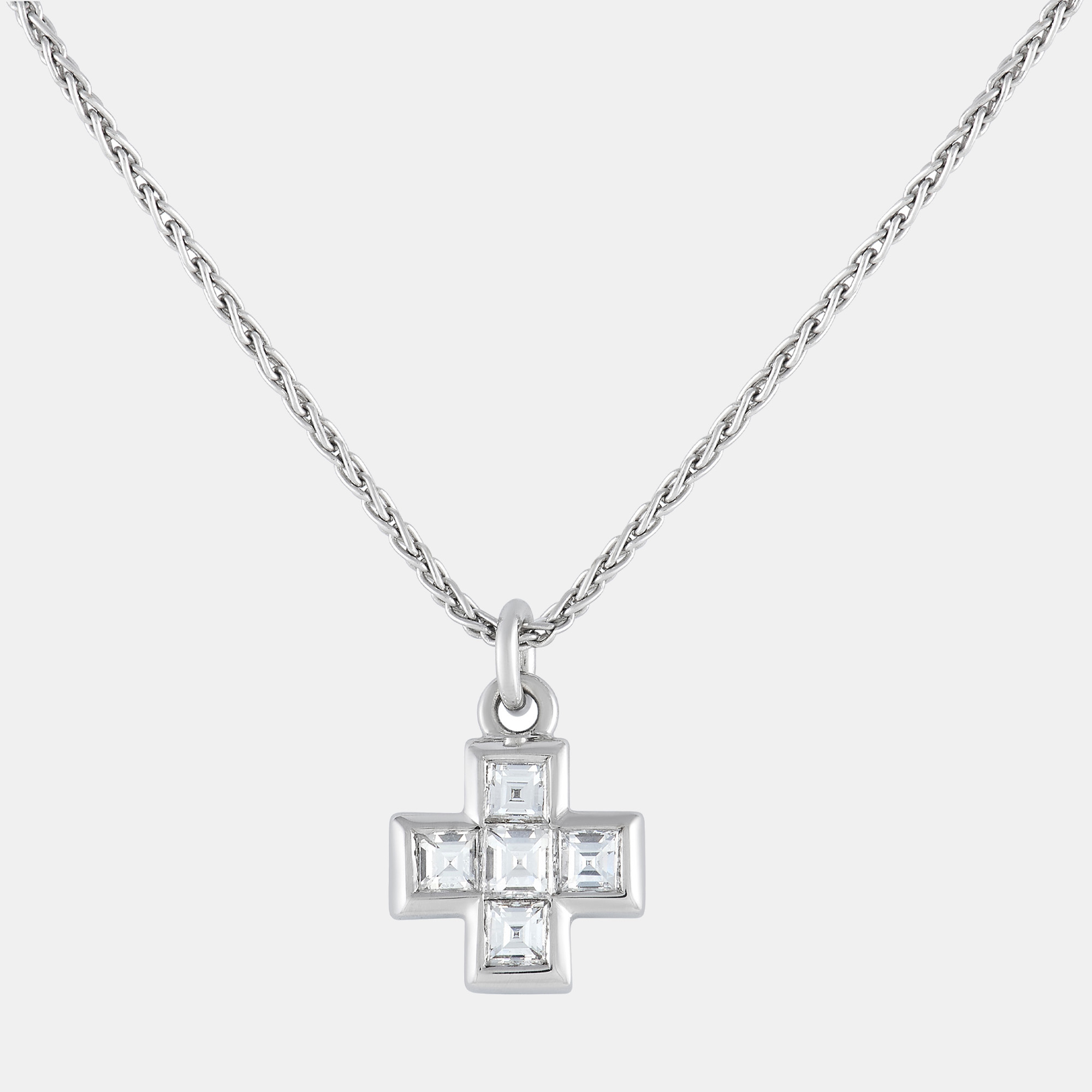 

Bvlgari 18K White Gold 1.0ct Diamond Cross Necklace