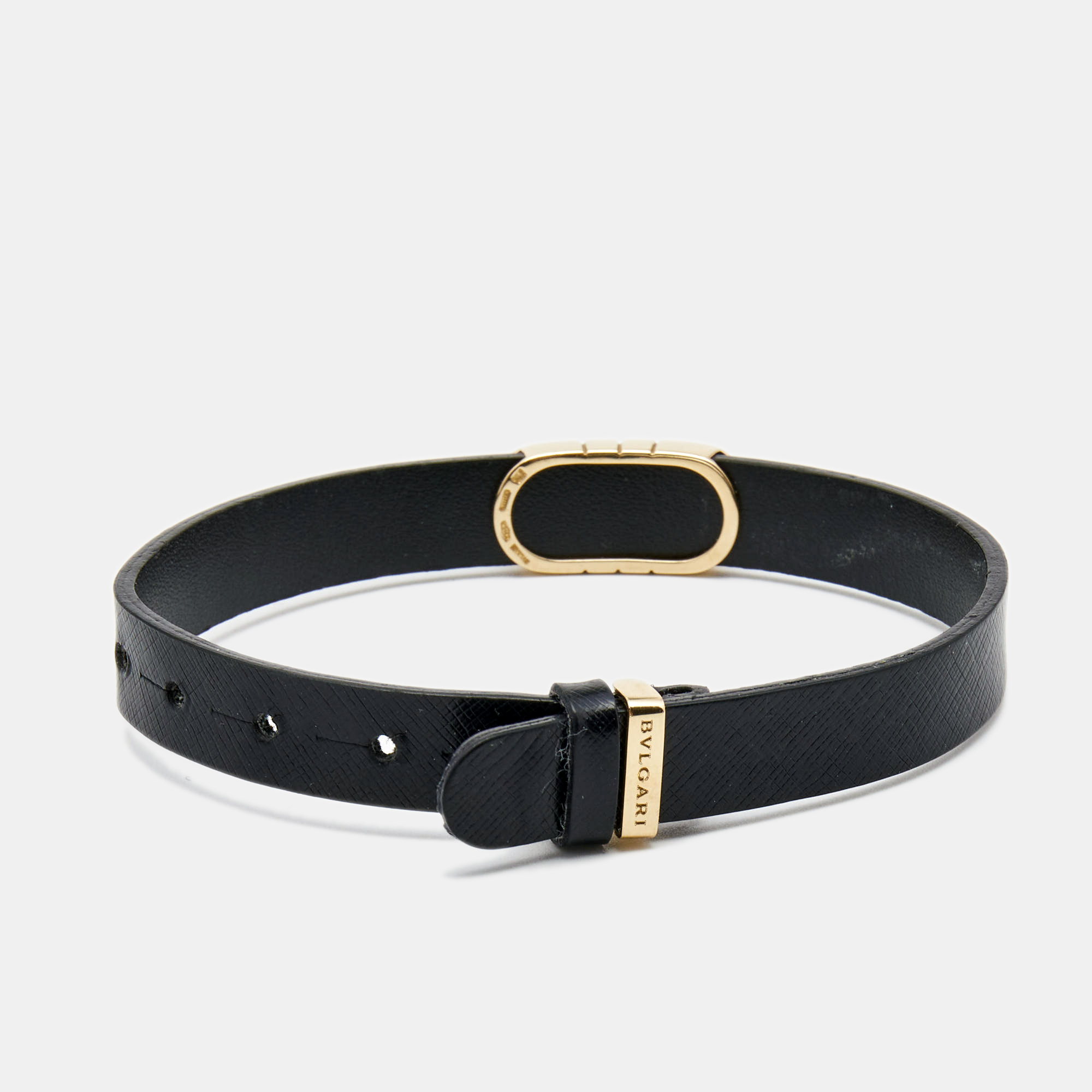 

Bvlgari Parentesi 18k Yellow Gold Black Leather Unisex Bracelet