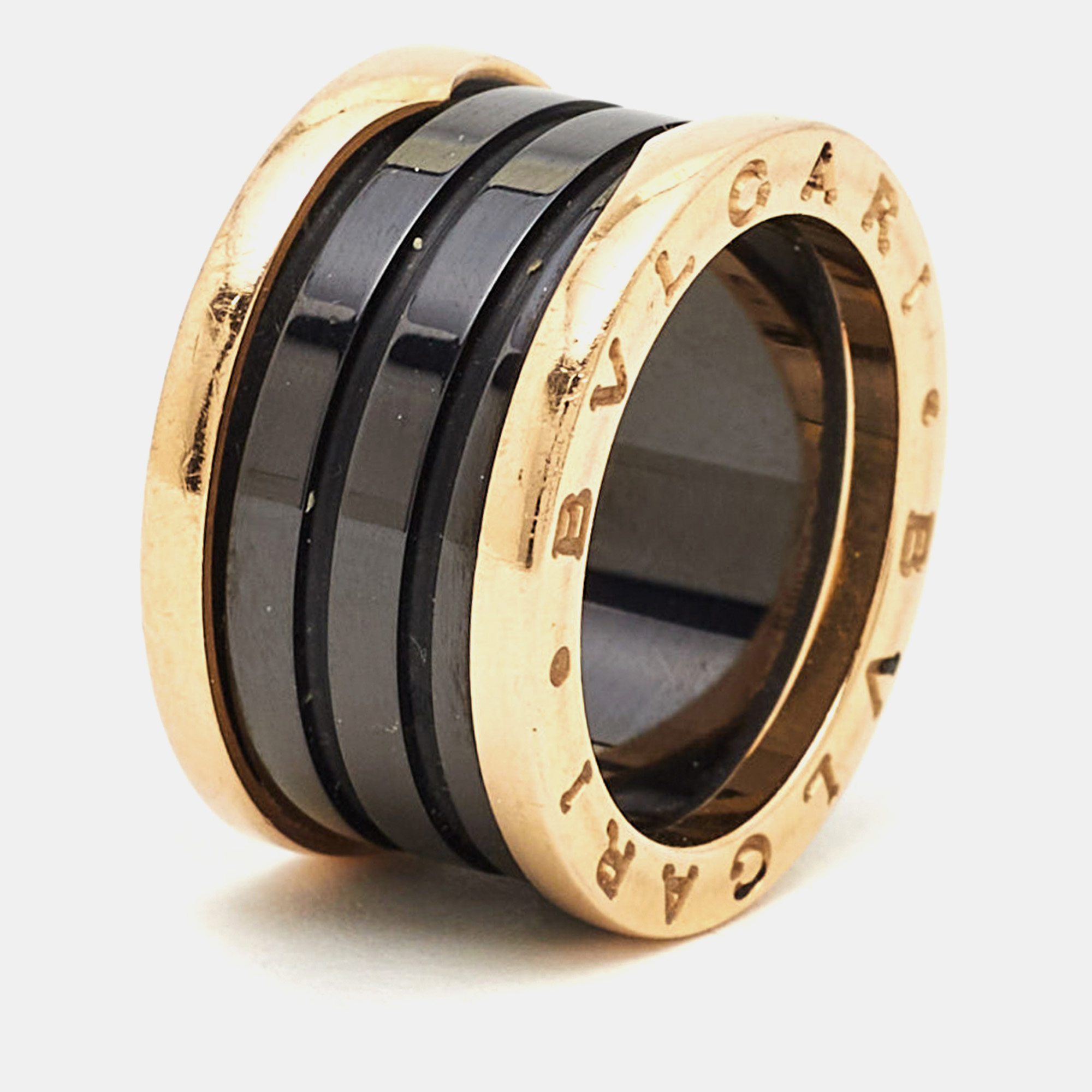 

Bvlgari B.Zero1 4-Band Ceramic 18k Rose Gold Ring Size