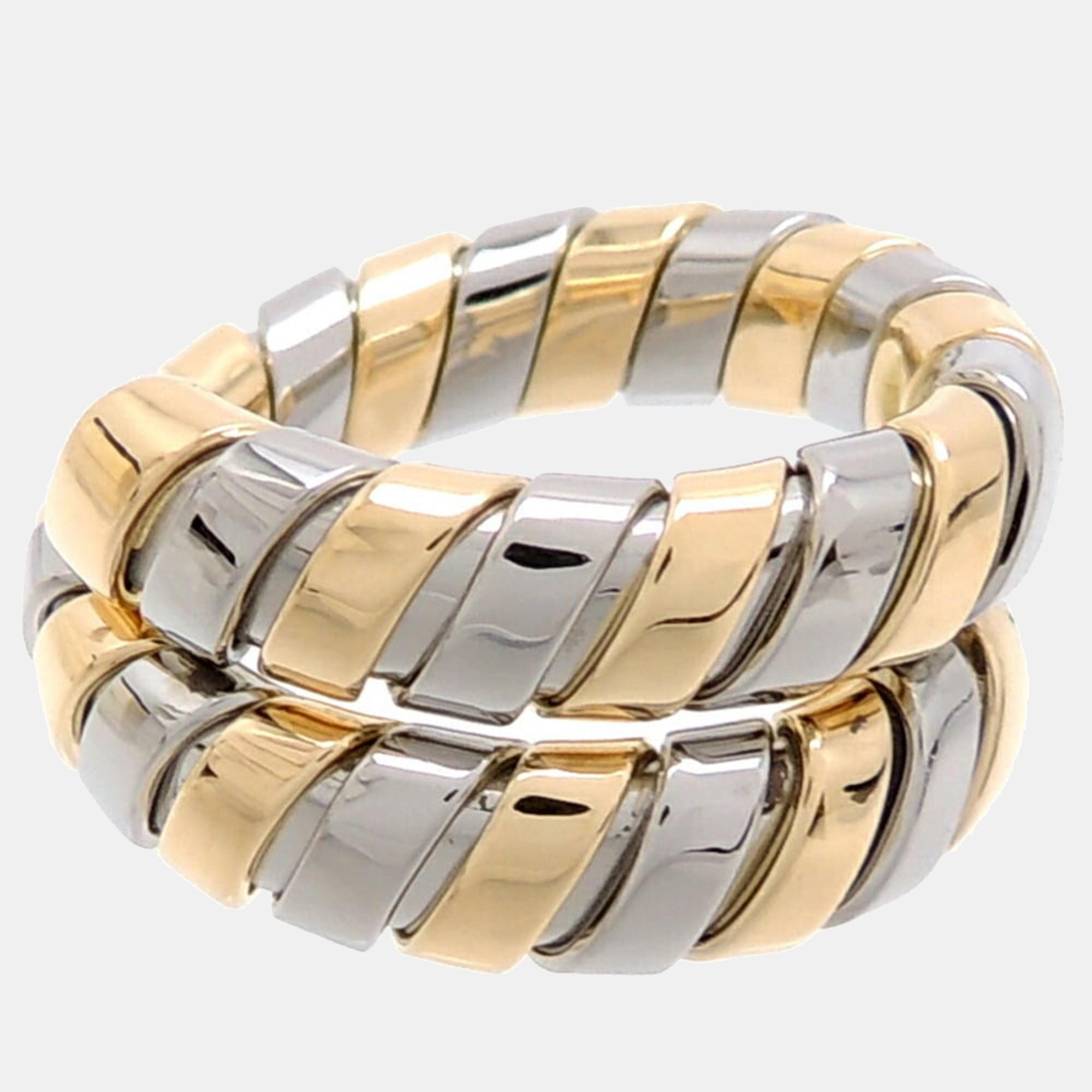 

Bvlgari Serpenti Tubogas 18K Yellow Gold Stainless Steel Ring EU 48