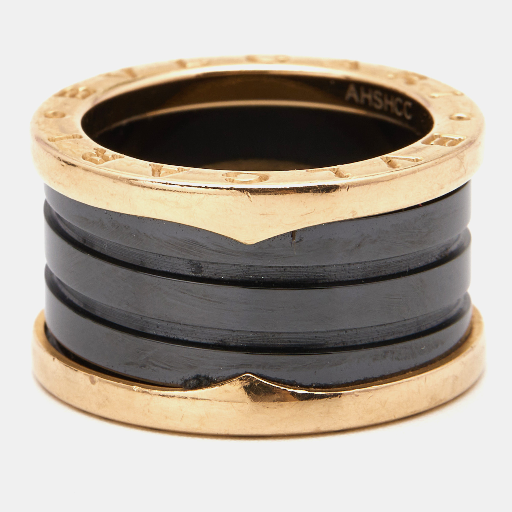 

Bvlgari B.Zero1 4-Band Cermaic 18k Rose Gold Ring Size