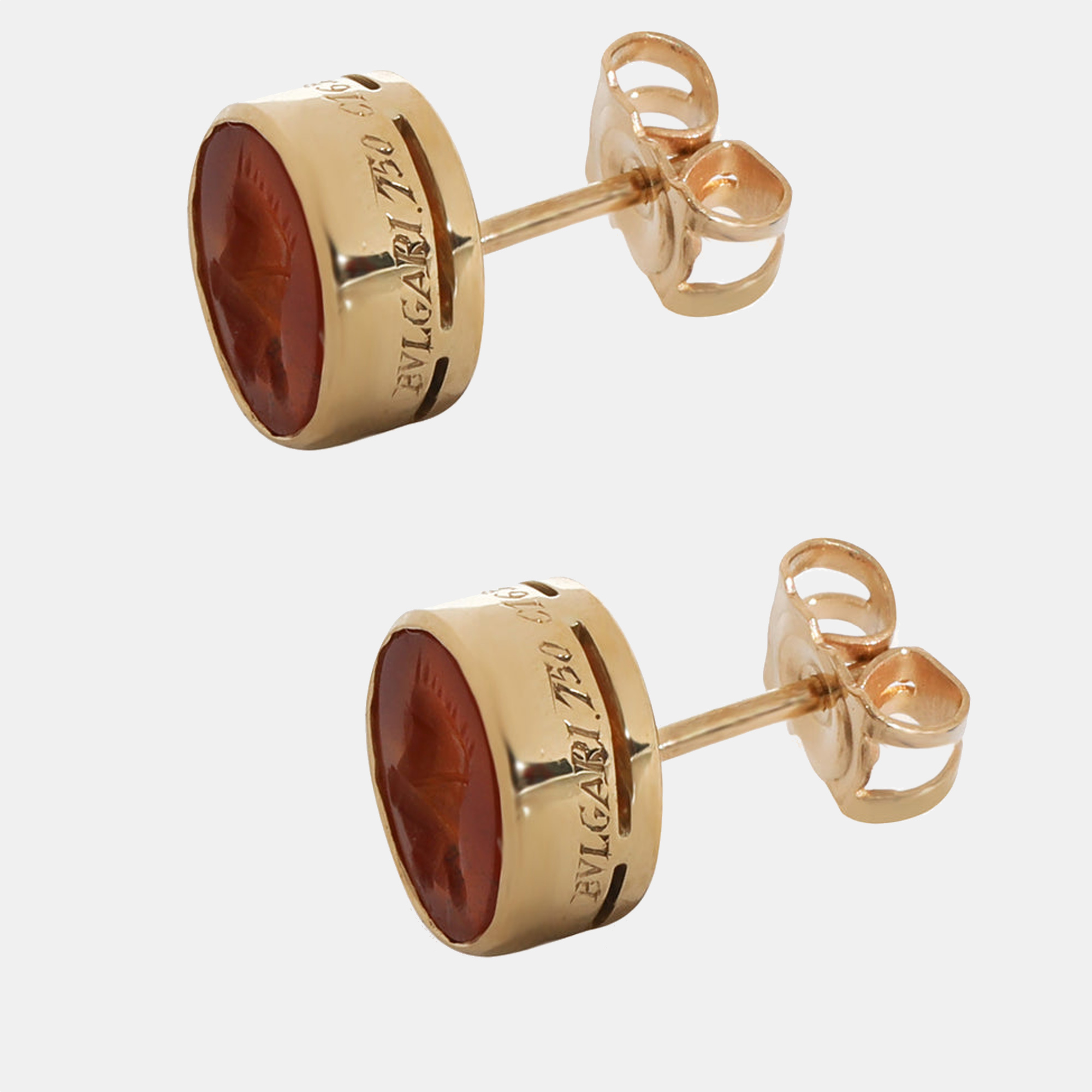 

Bvlgari Vintage Carnelian Intaglio Ear Studs in 18k Yellow Gold