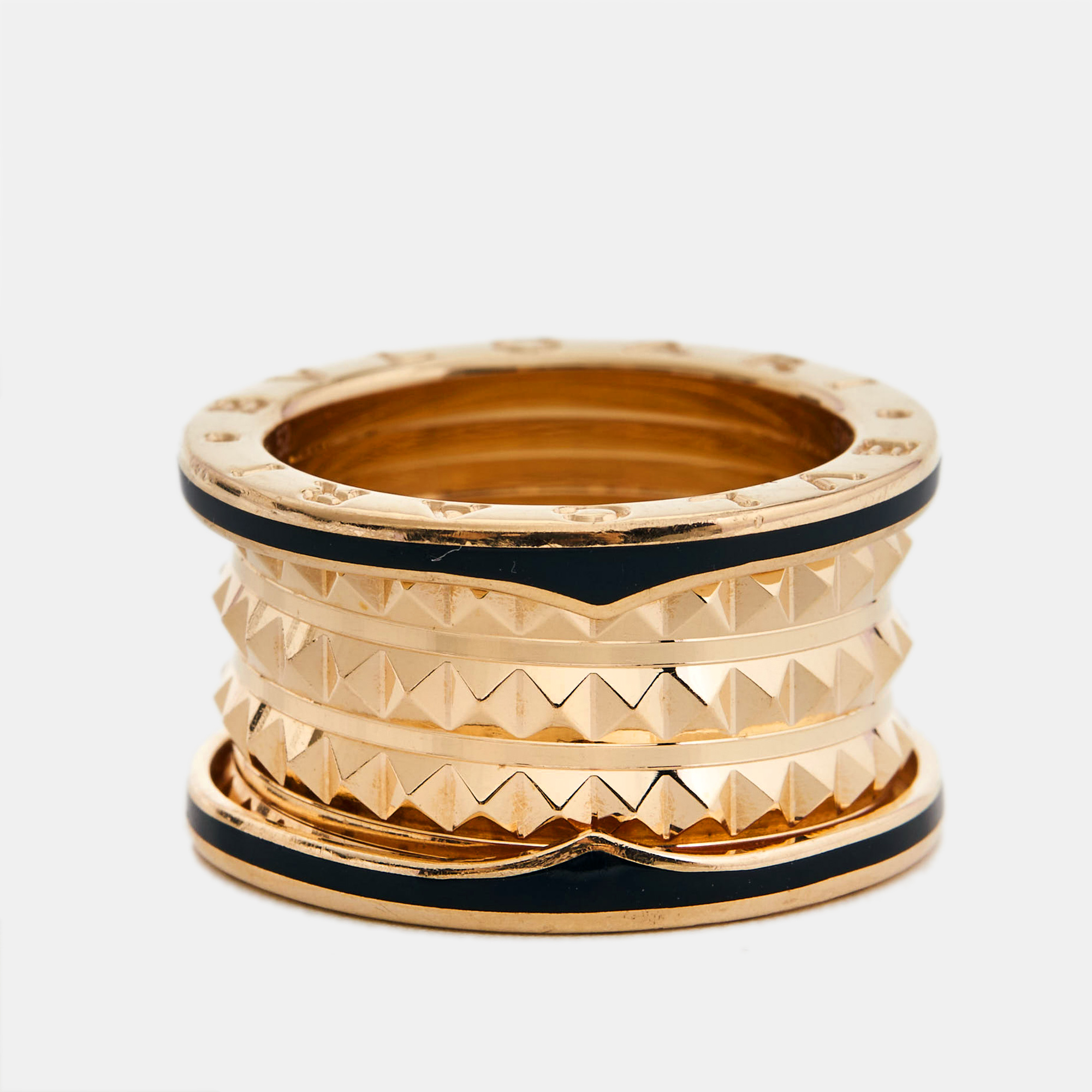 

Bvlgari B.Zero1 Rock Black Ceramic 18k Rose Gold 4 Band Ring Size